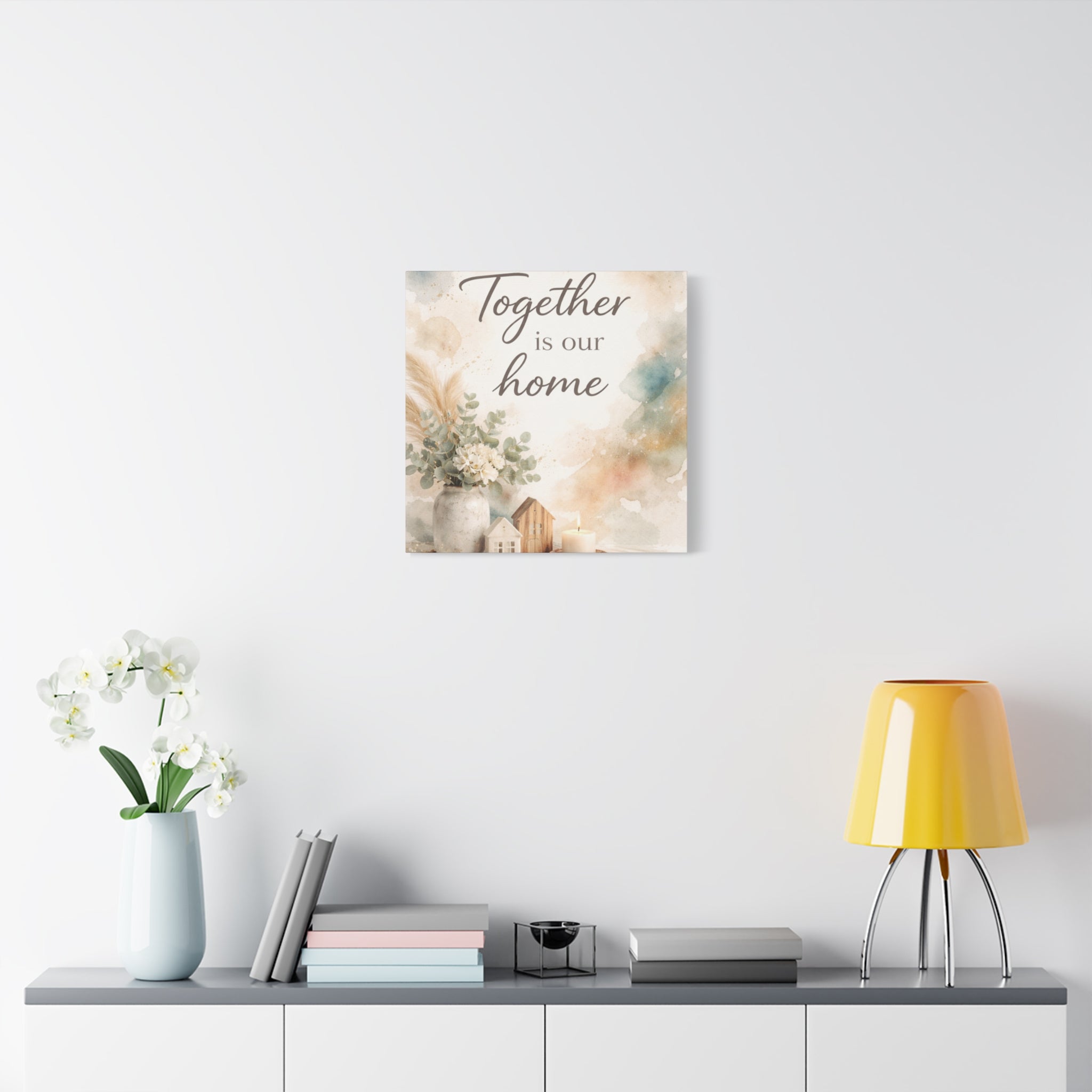 Together Is Our Home Floral Inspirational Decor Canvas Wall Art
