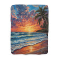 Beach Sunset Sherpa Fleece Blanket