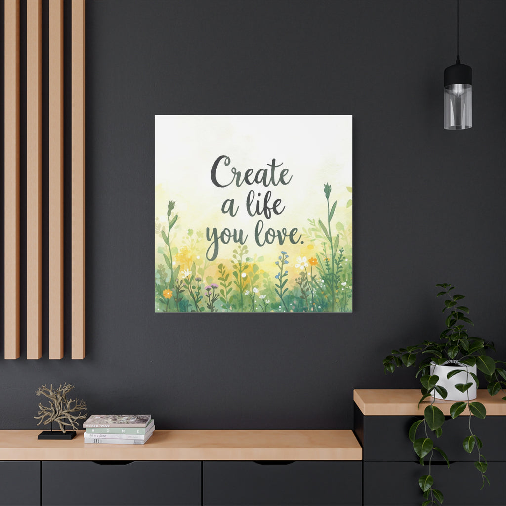 Create a Life You Love Inspirational Floral Matte Canvas Wall Art
