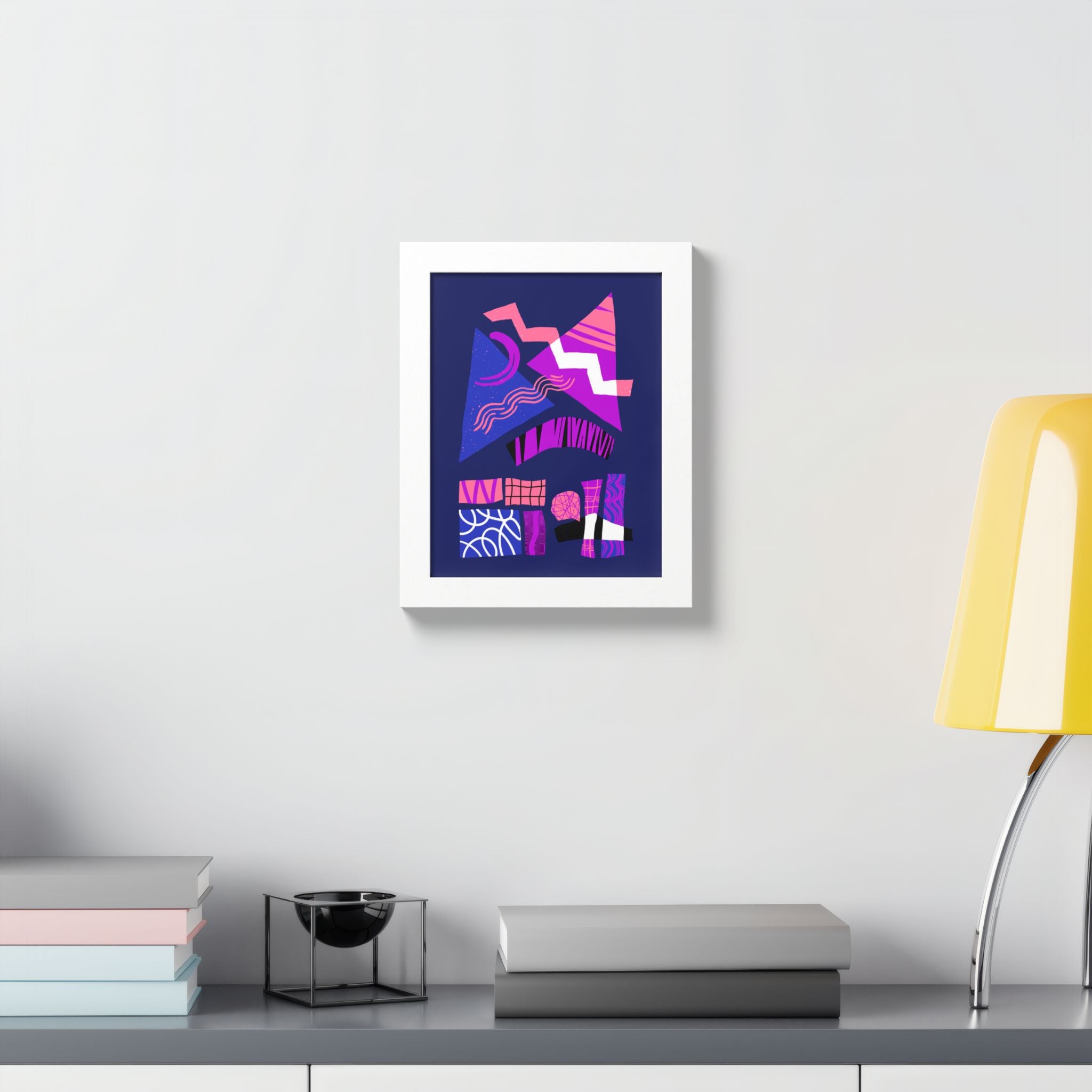 Abstract Geometric Framed Poster — Pink & Purple Modern Wall Art
