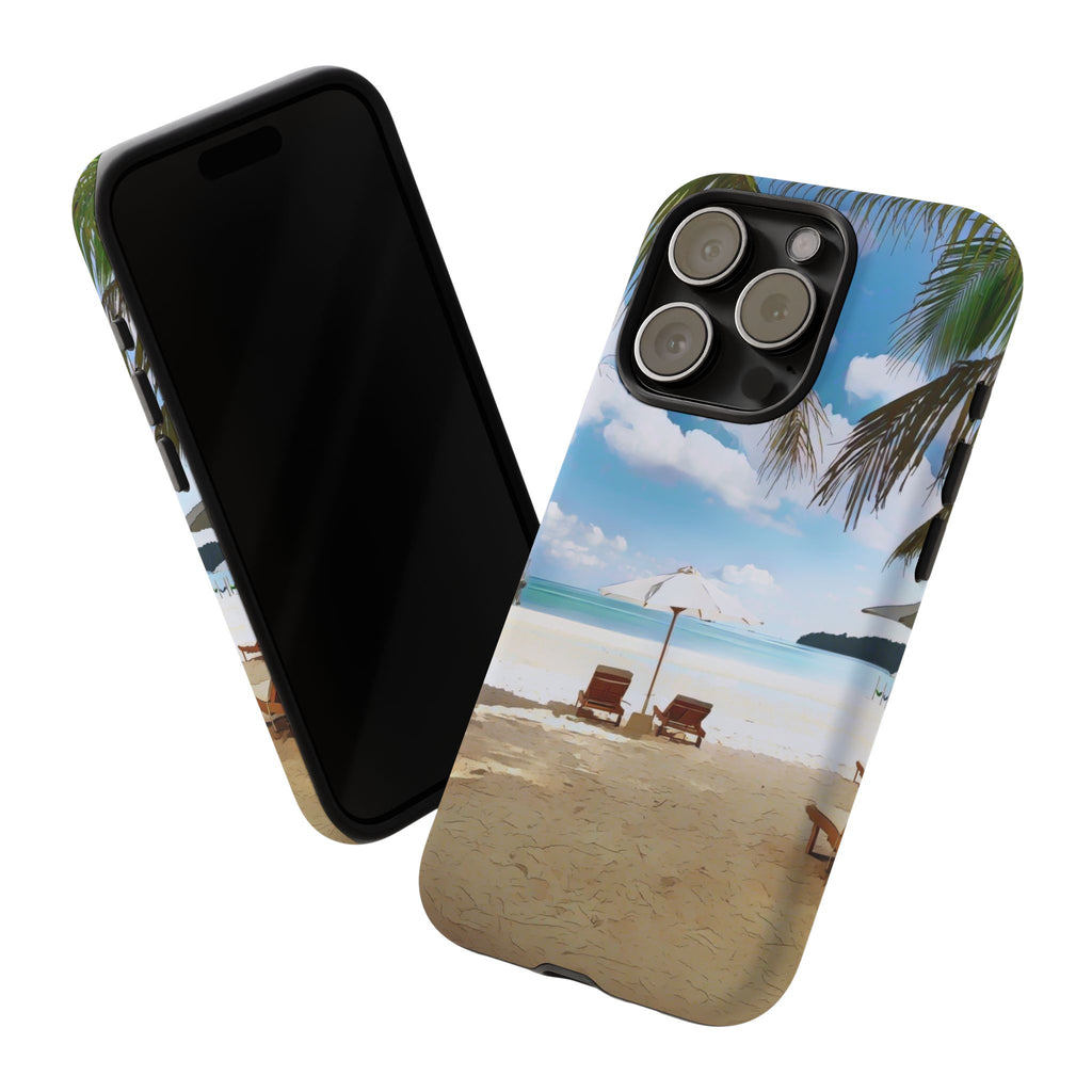 Beach Paradise Tropical Palm Beach Scene Tough Phone Case