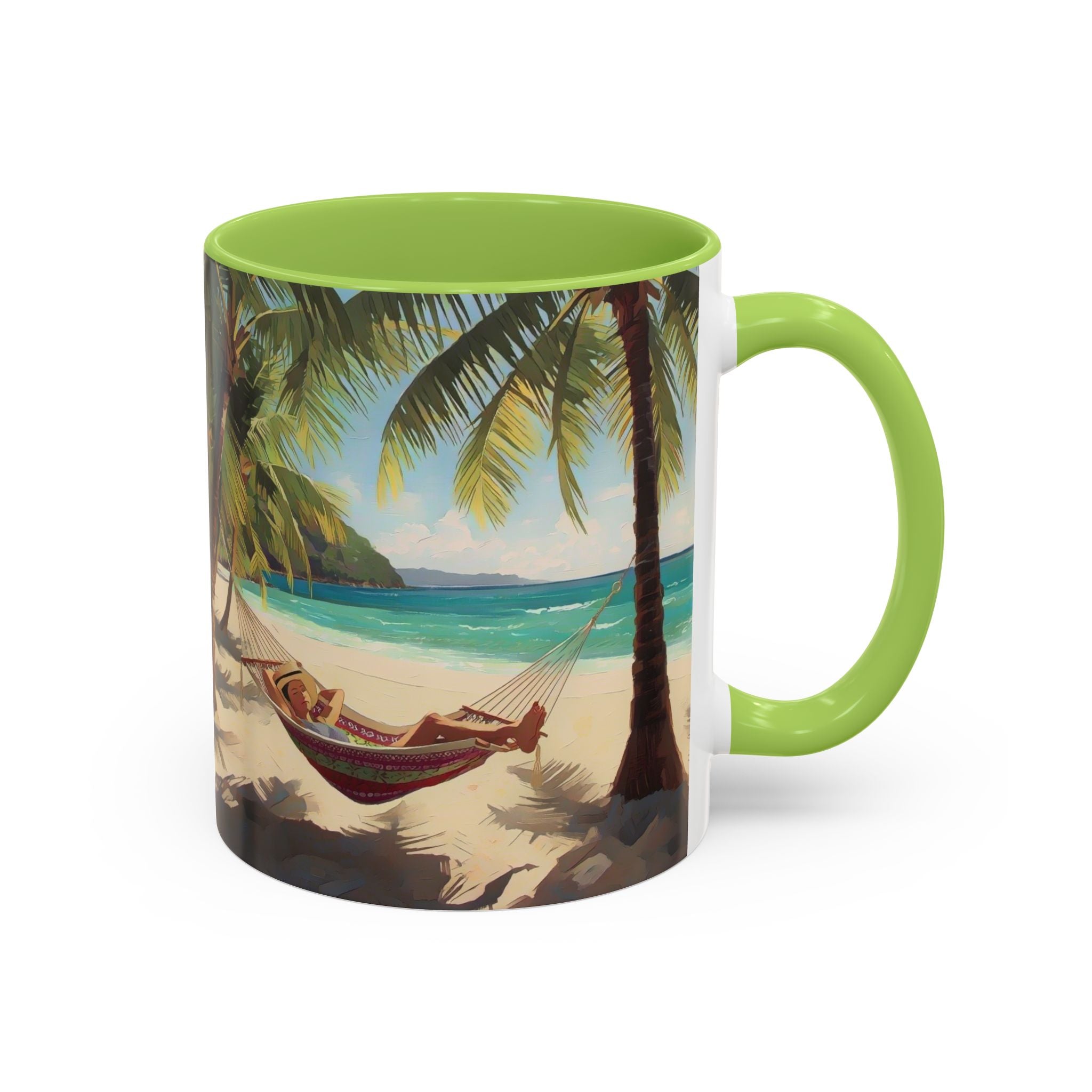 Tropical Beach Palm Trees & Hammock Coffee Mug