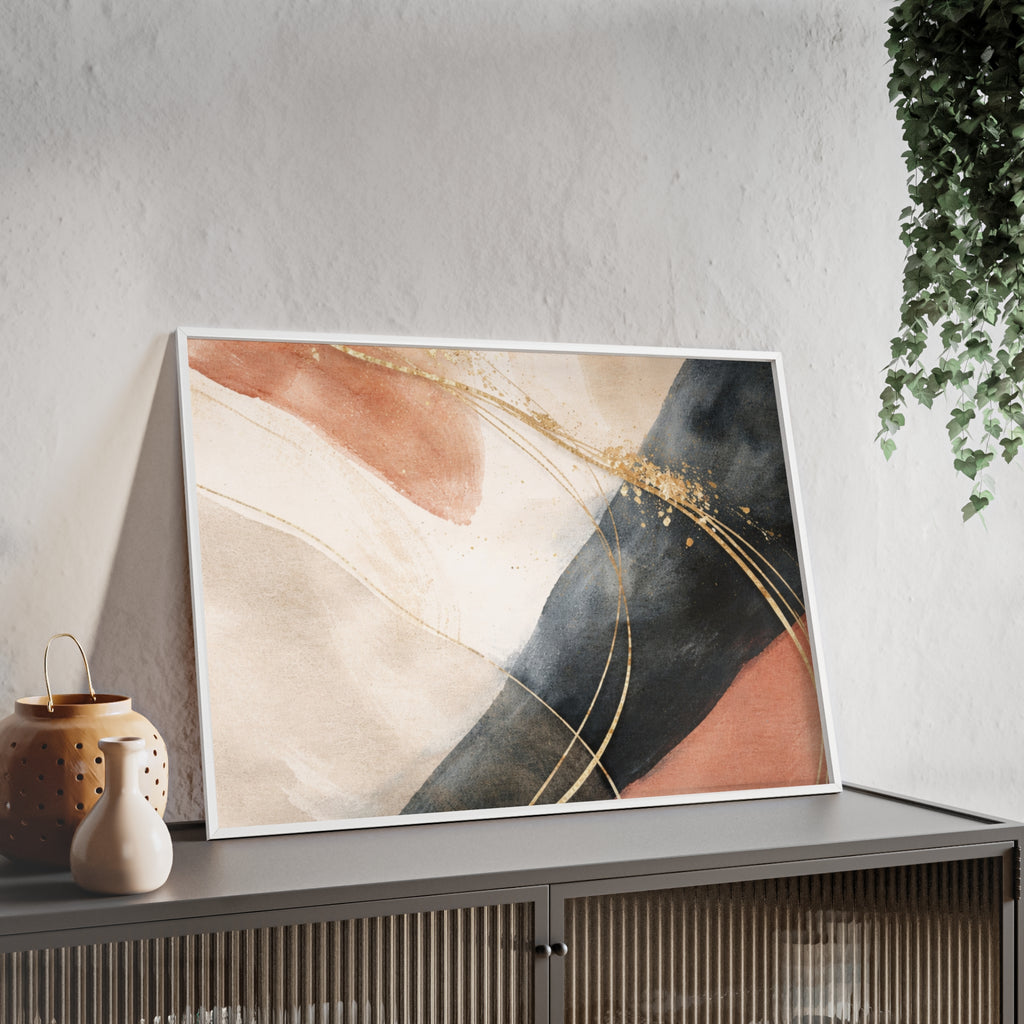 Abstract Gold Arc Framed Poster Modern Watercolor Wall Art