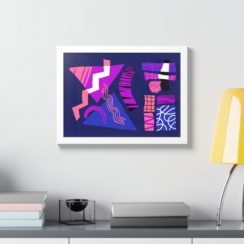 Abstract Geometric Framed Poster — Pink & Purple Modern Wall Art
