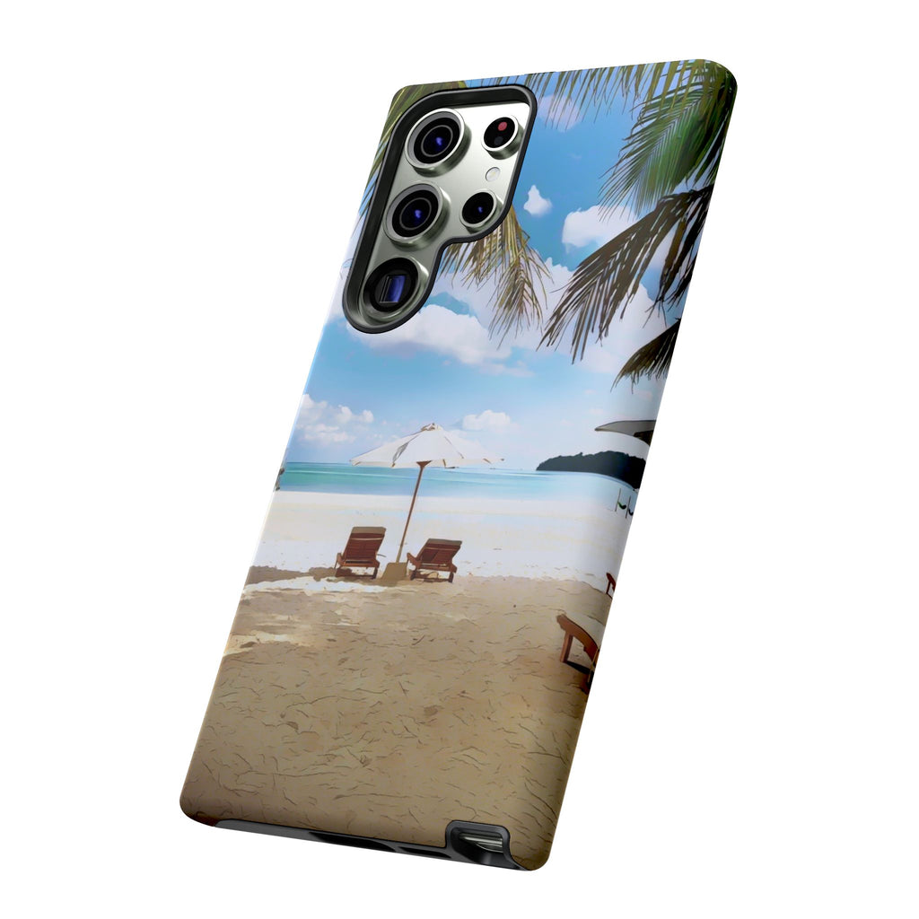 Beach Paradise Tropical Palm Beach Scene Tough Phone Case