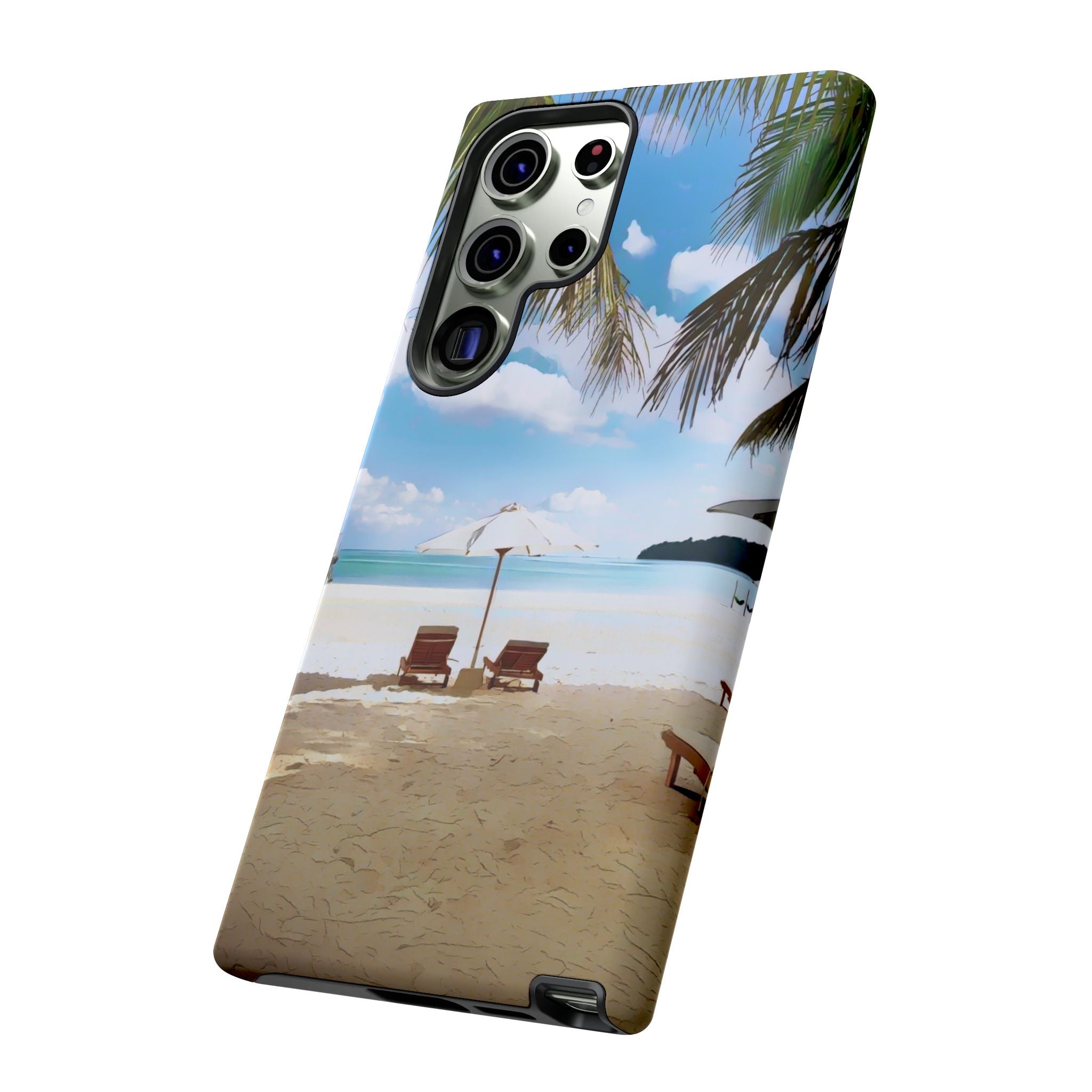 Beach Paradise Tropical Palm Beach Scene Tough Phone Case