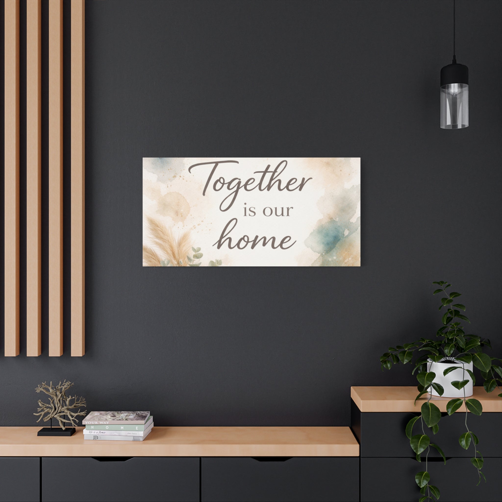 Together Is Our Home Floral Inspirational Decor Canvas Wall Art