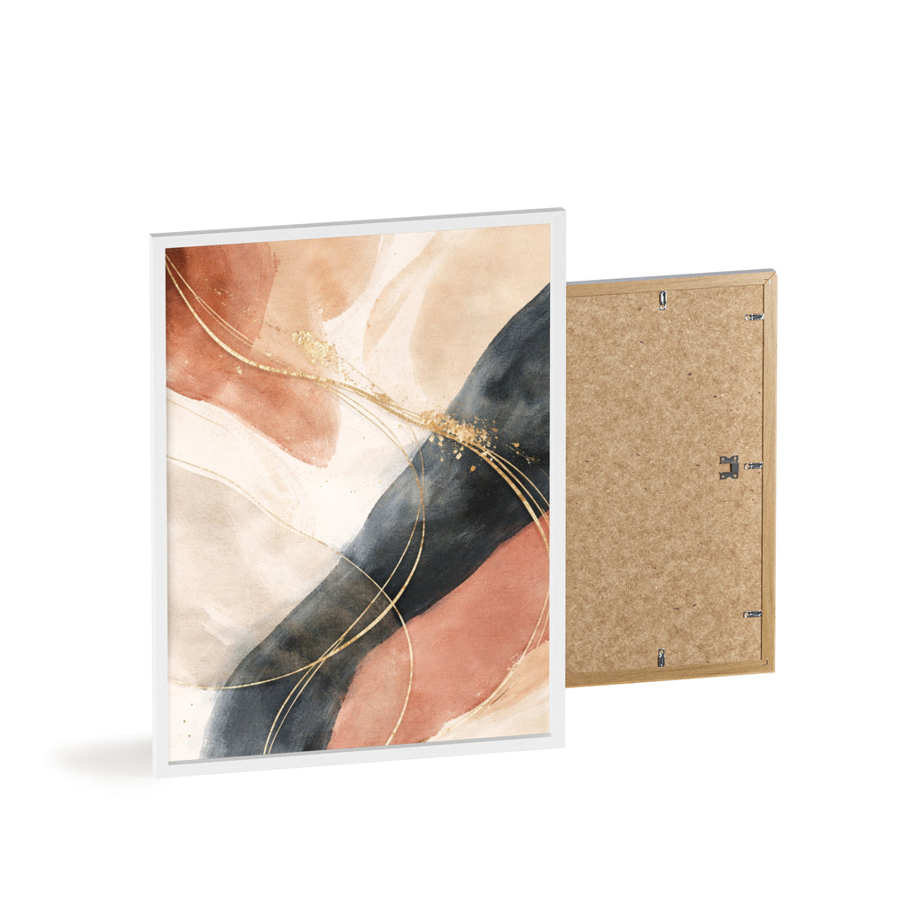 Abstract Gold Arc Framed Poster Modern Watercolor Wall Art