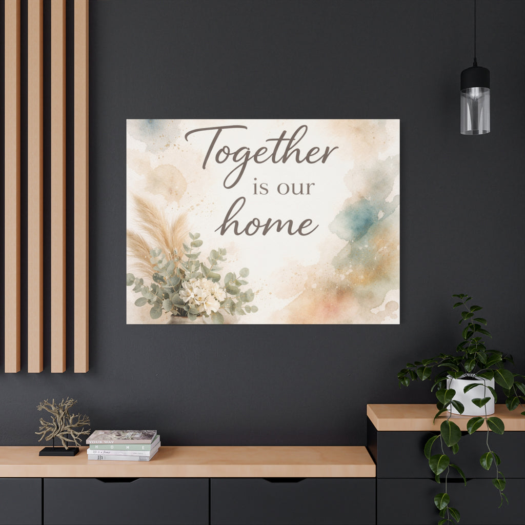 Together Is Our Home Floral Inspirational Decor Canvas Wall Art