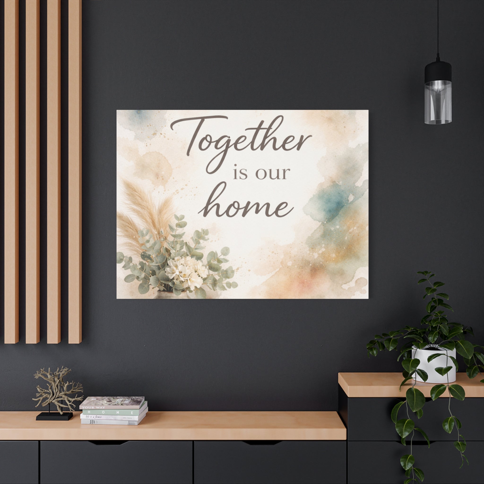 Together Is Our Home Floral Inspirational Decor Canvas Wall Art