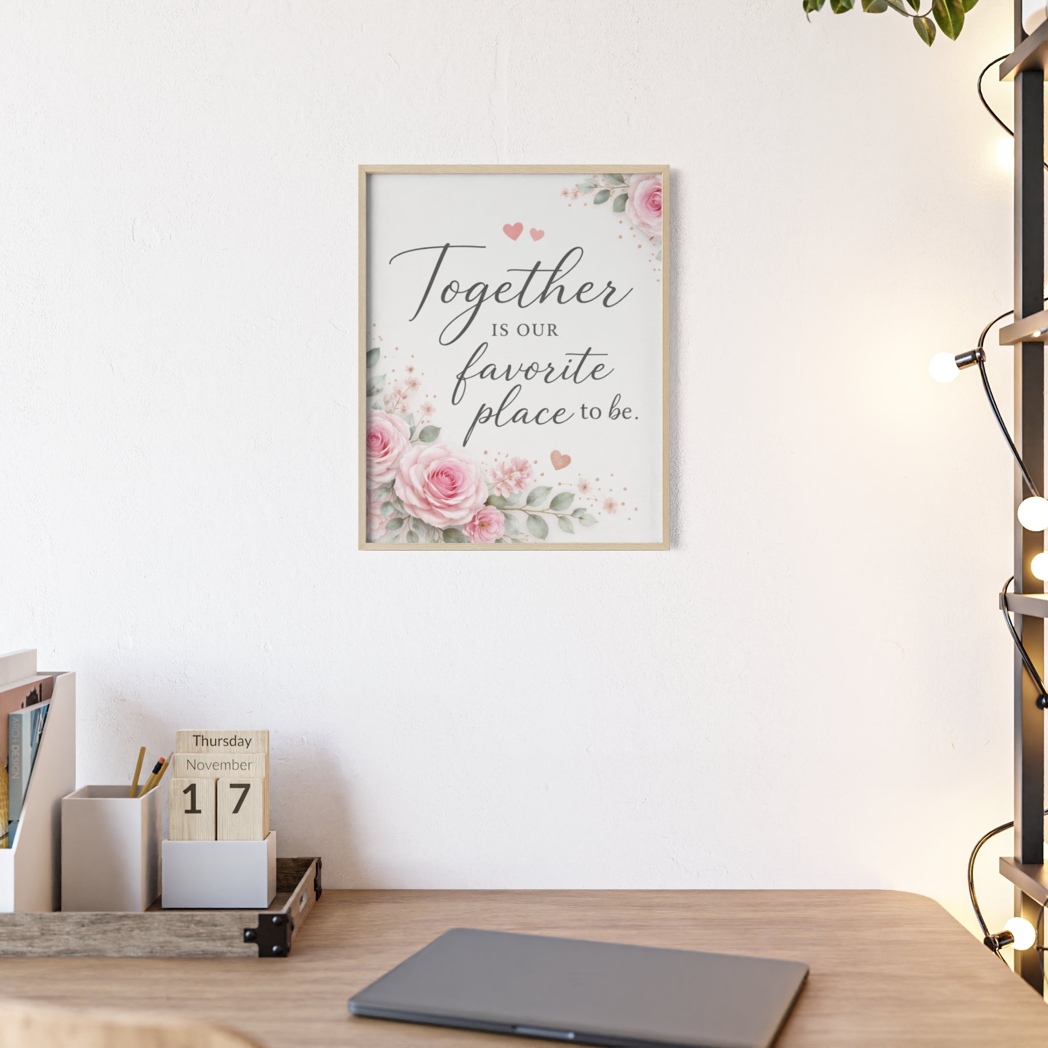 Together Is Our Favorite Place To Be Framed Floral Wall Art