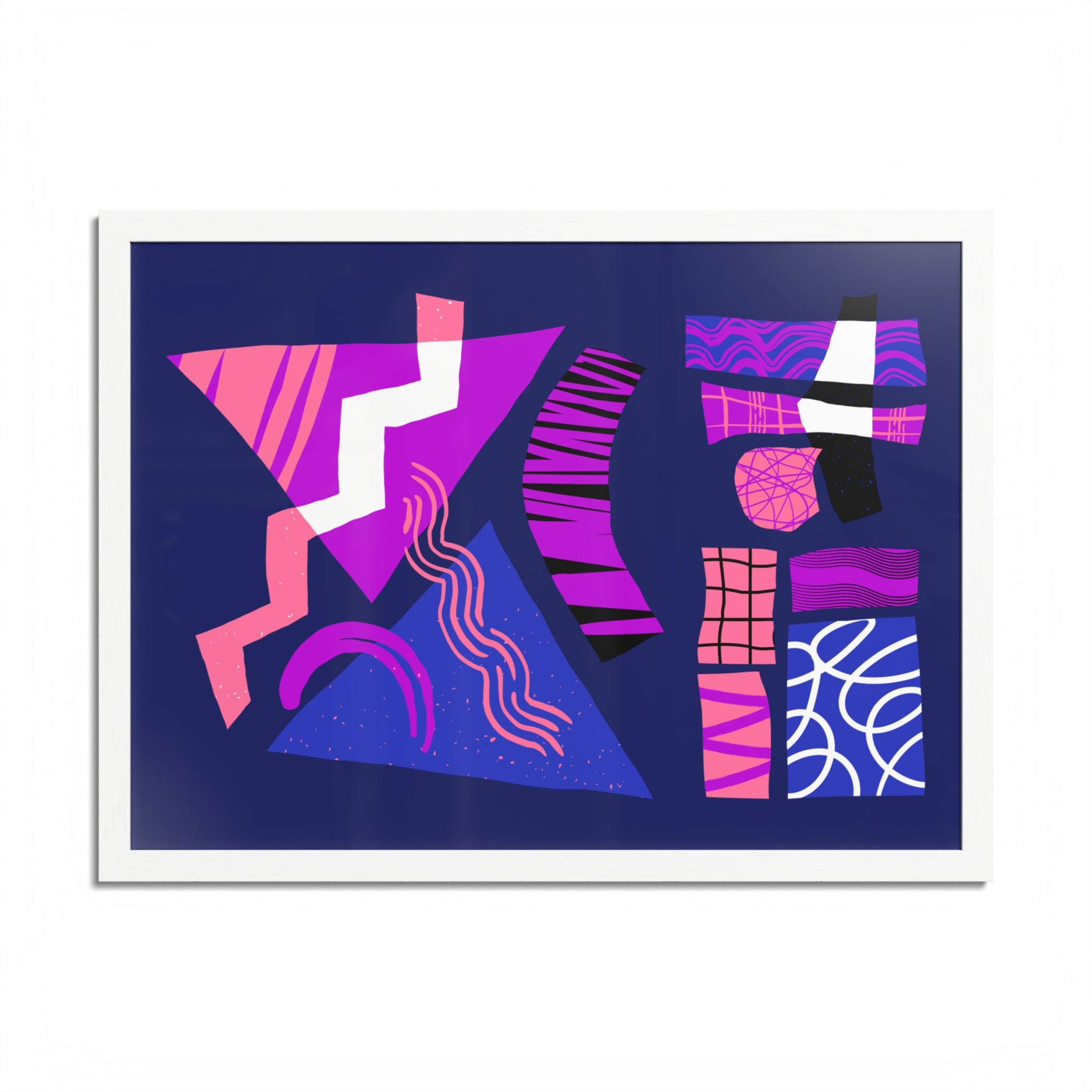 Abstract Geometric Framed Poster — Pink & Purple Modern Wall Art