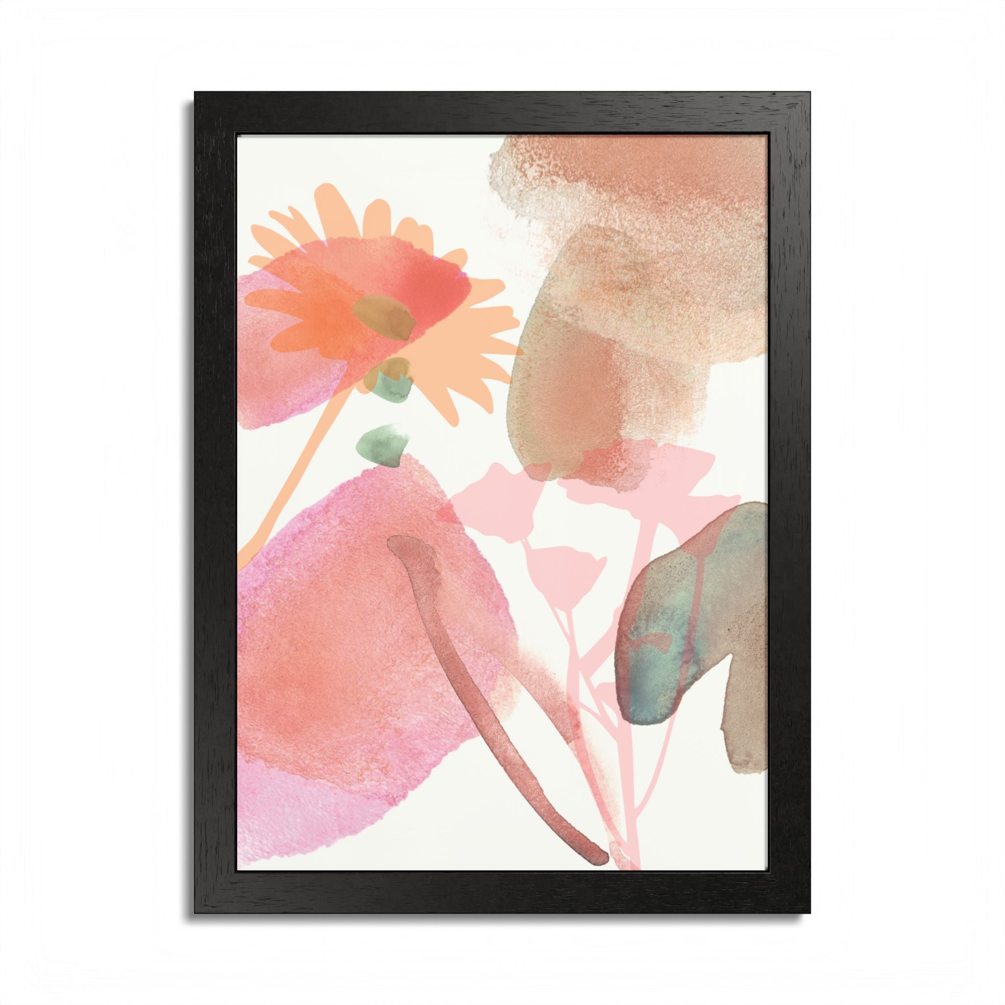 Multi-Color Abstract & Floral Design Framed Poster