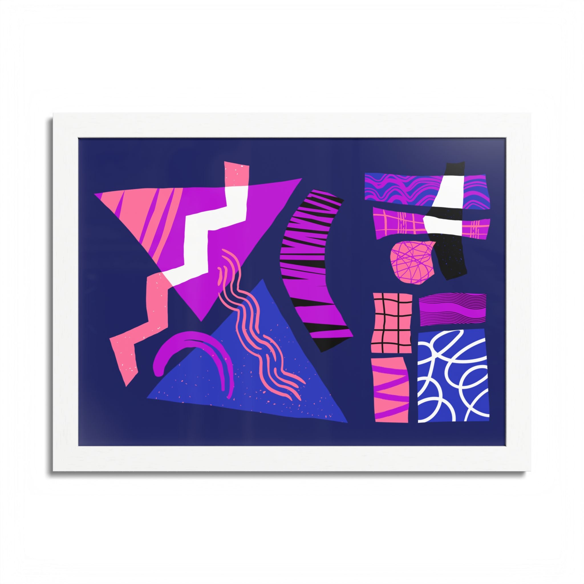 Abstract Geometric Framed Poster — Pink & Purple Modern Wall Art