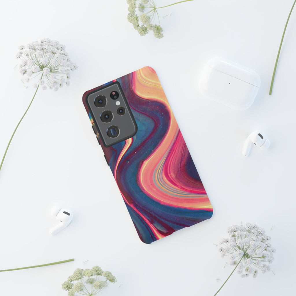 Colorful Wavy Marble Swirl Protective Phone Case