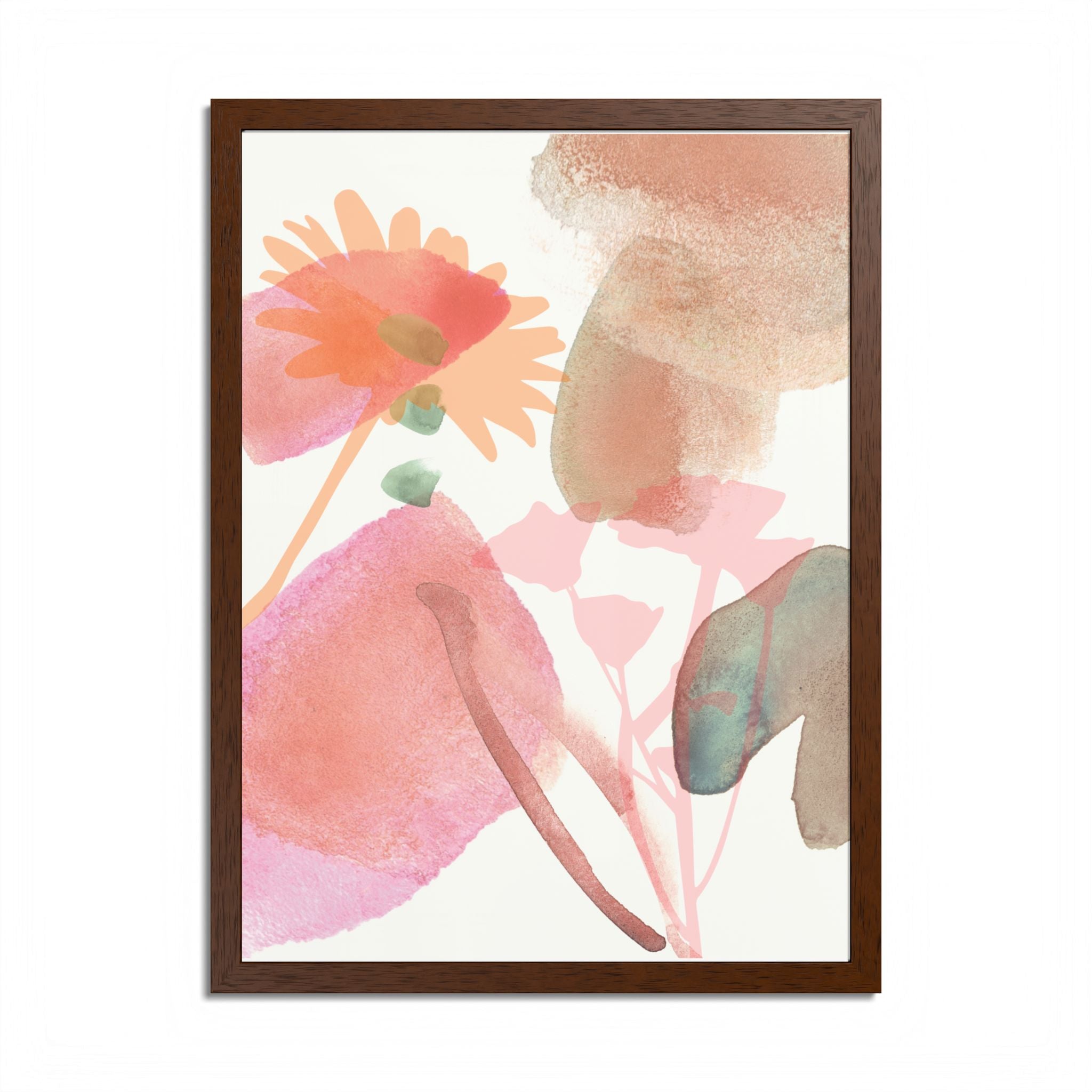 Multi-Color Abstract & Floral Design Framed Poster