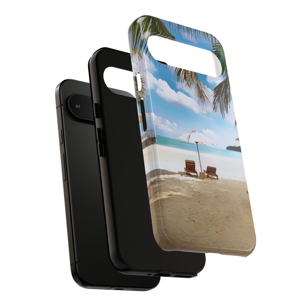 Beach Paradise Tropical Palm Beach Scene Tough Phone Case