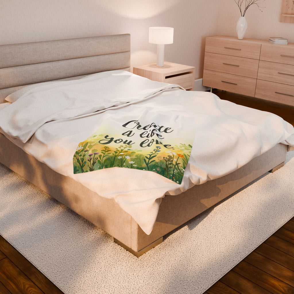 Create a Life You Love Velveteen Plush Blanket