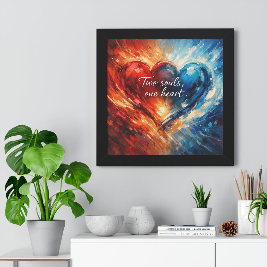 Two Souls One Heart Romantic Art Framed Poster