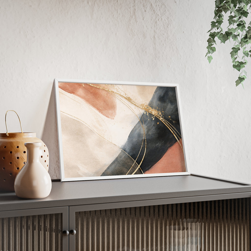 Abstract Gold Arc Framed Poster Modern Watercolor Wall Art