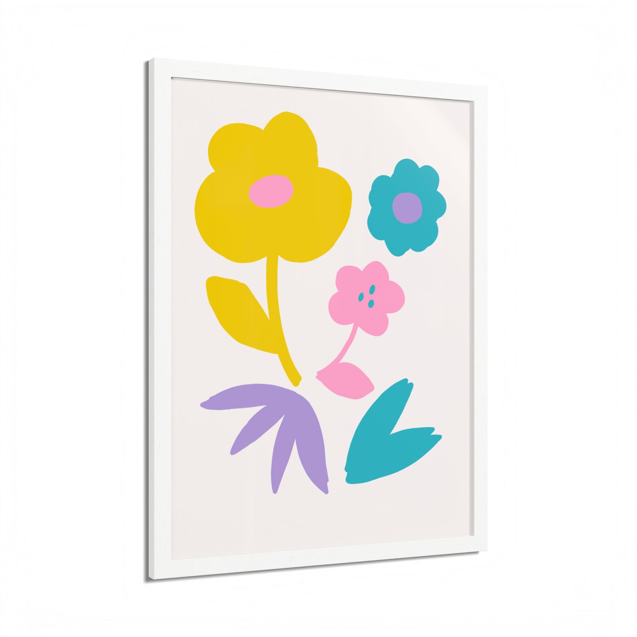 Multi-Color Floral Framed Poster