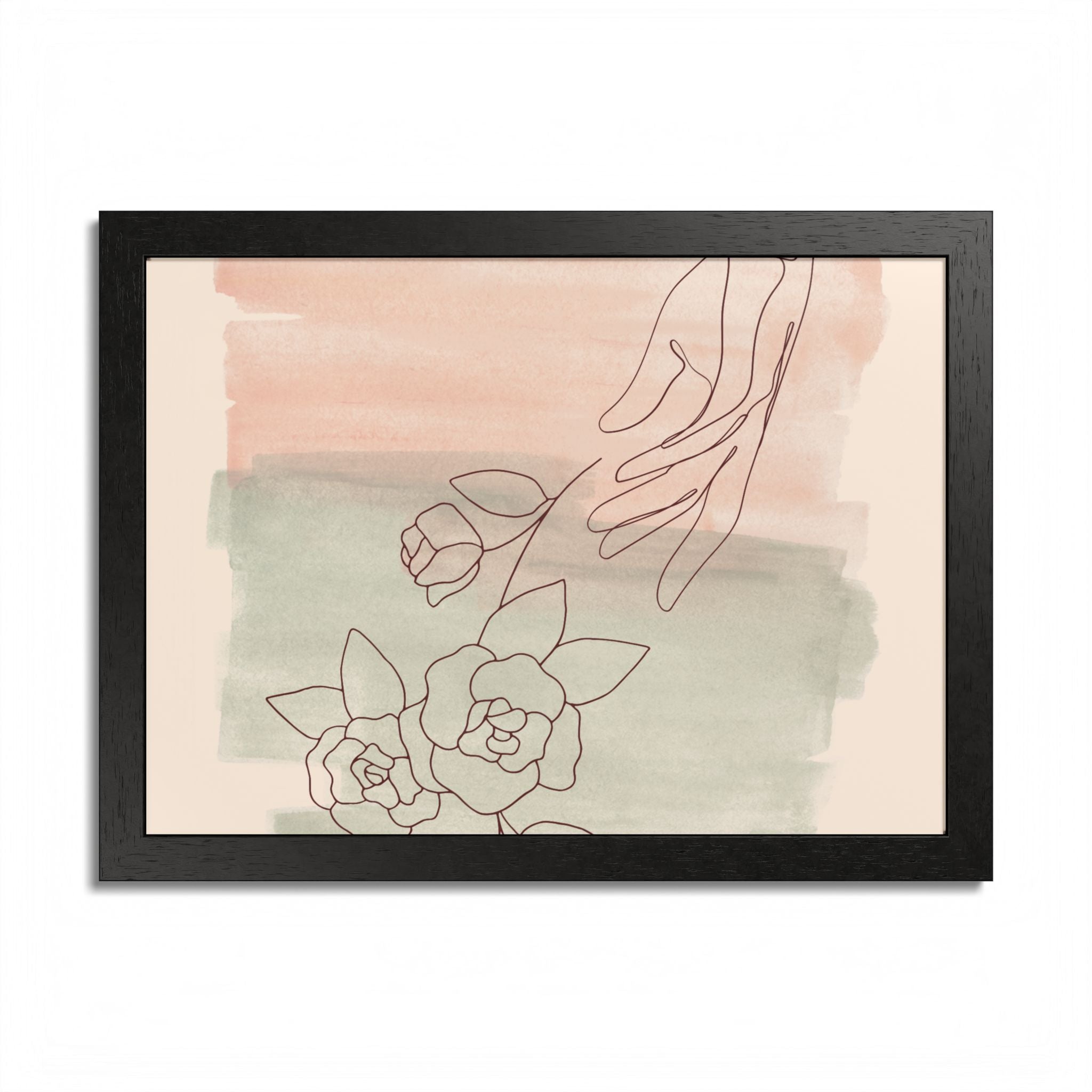 Hand Reaching for Flowers Framed Poster