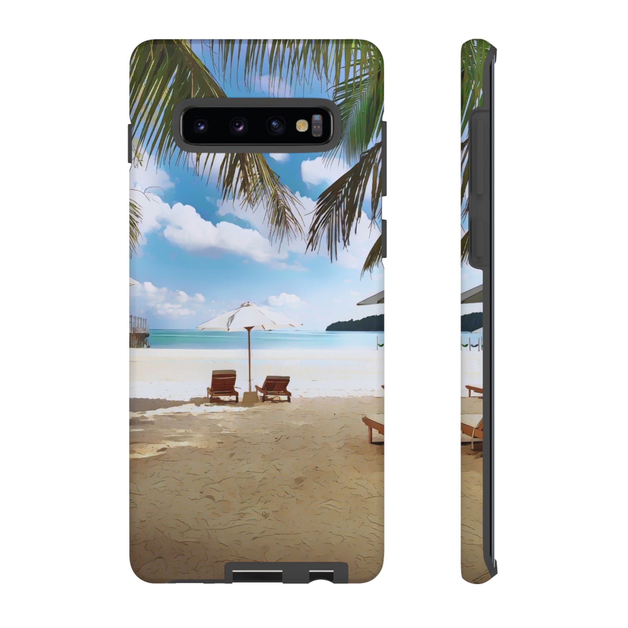 Beach Paradise Tropical Palm Beach Scene Tough Phone Case