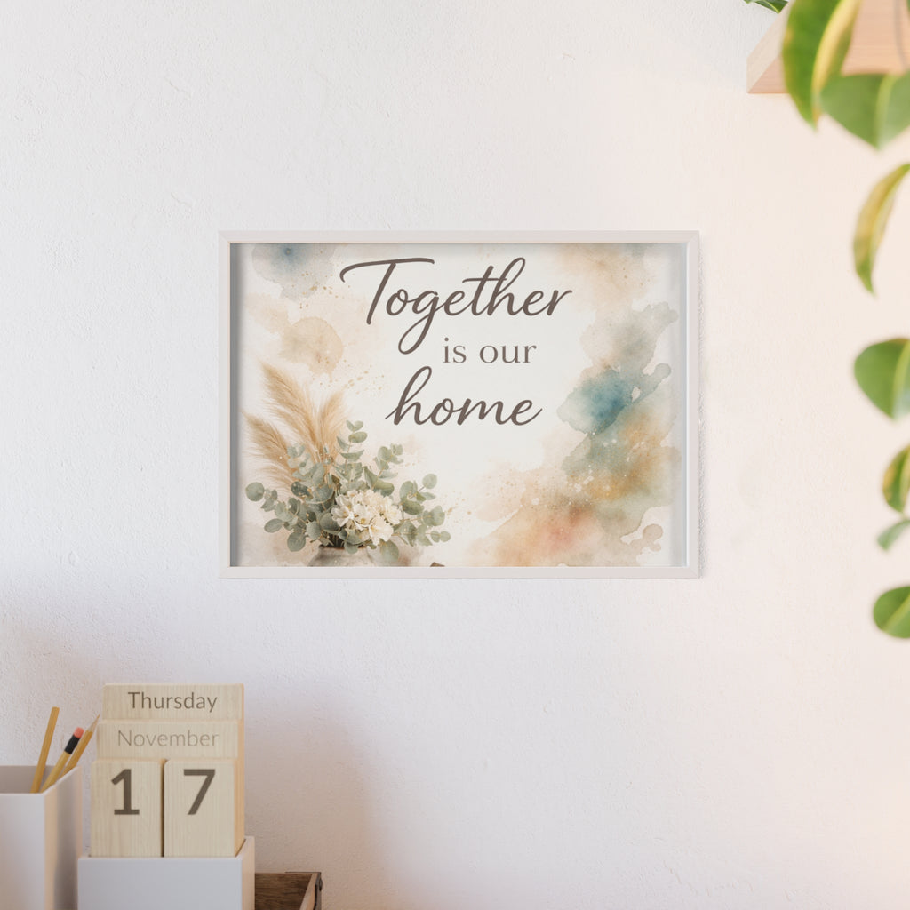 Together Is Our Home Framed Poster Cozy Watercolor Floral Wall Art