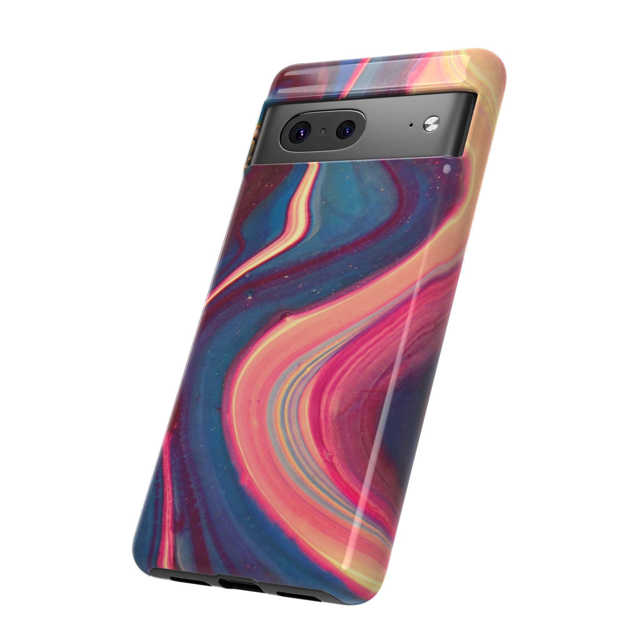 Colorful Wavy Marble Swirl Protective Phone Case