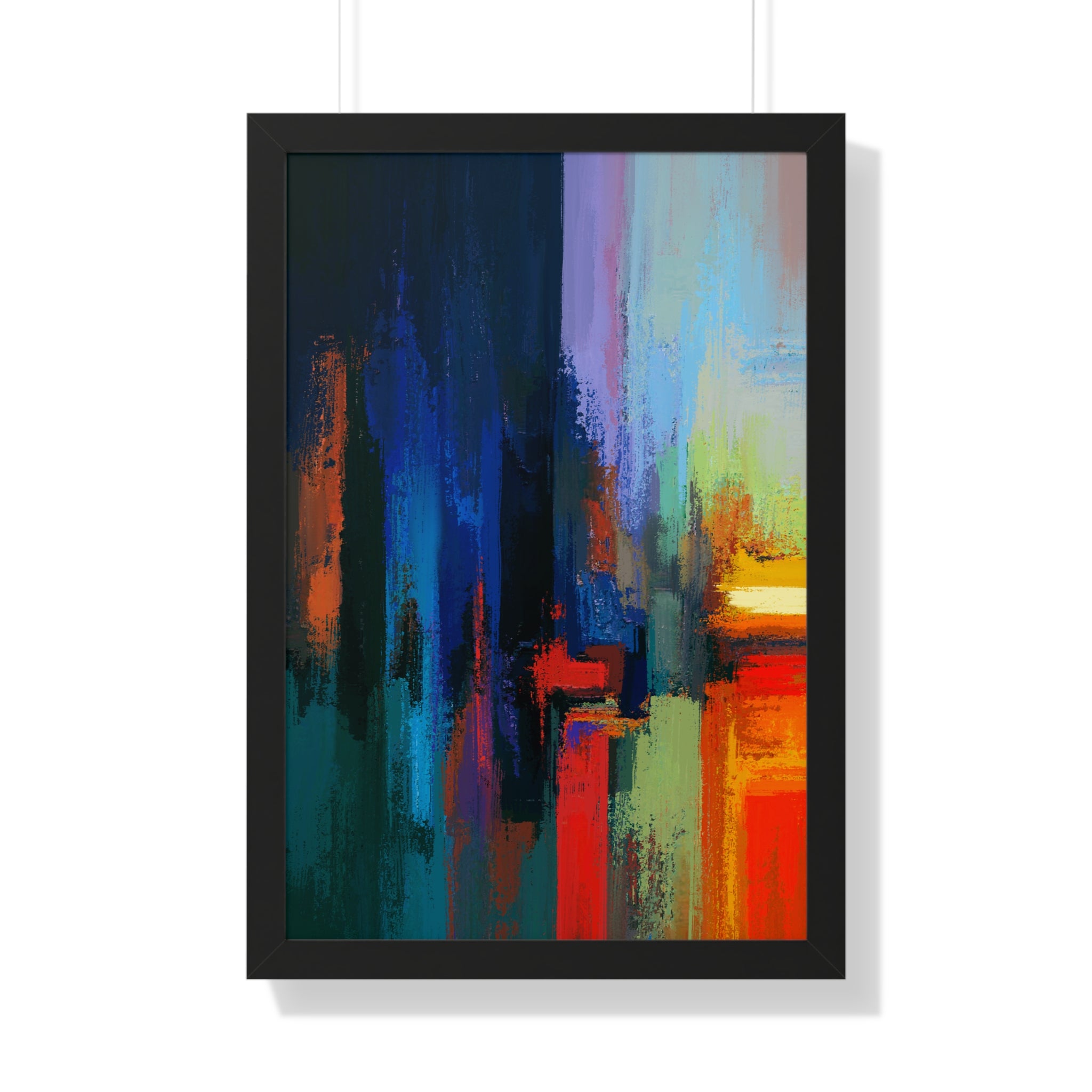 Abstract Colorful Cityscape Framed Vertical Poster