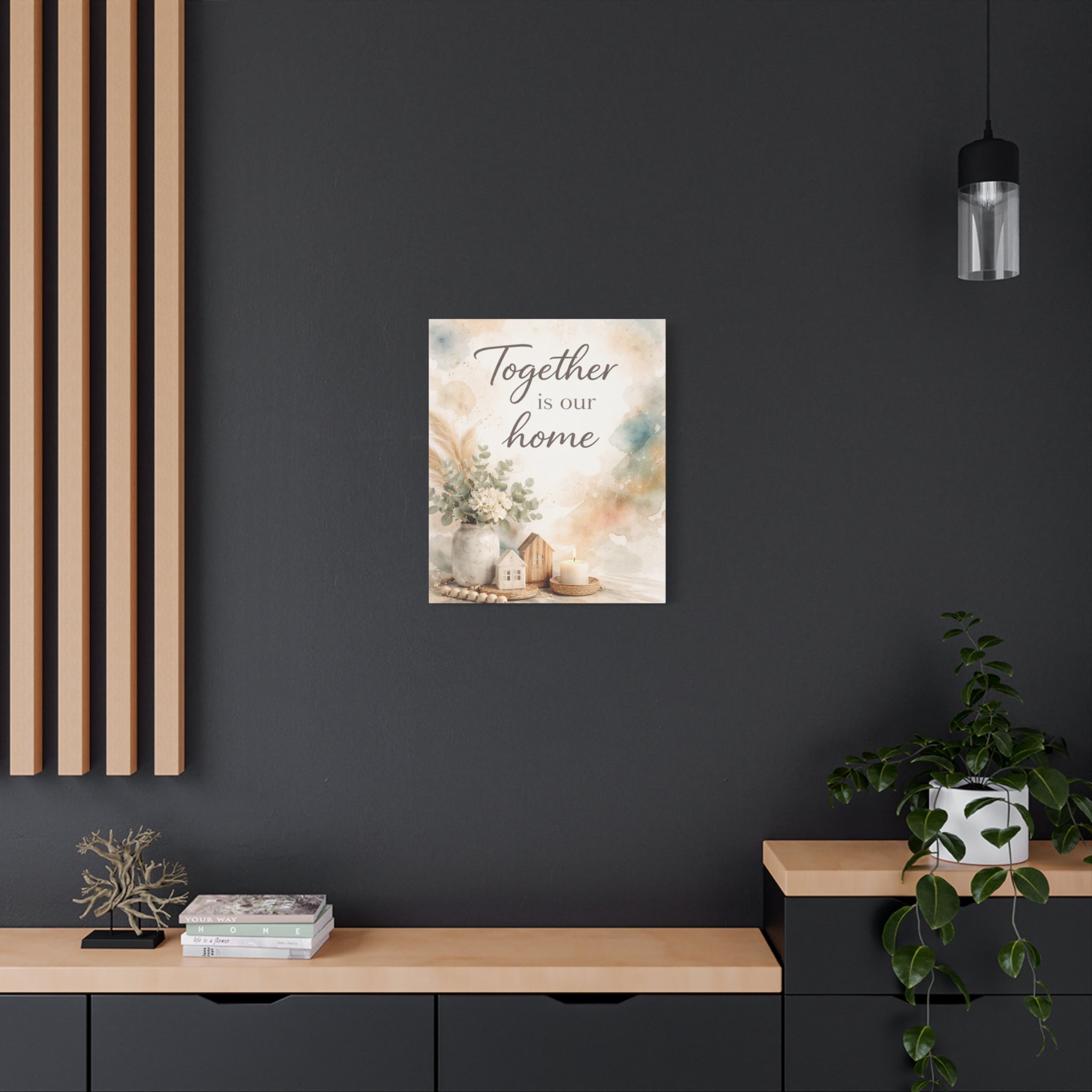 Together Is Our Home Floral Inspirational Decor Canvas Wall Art