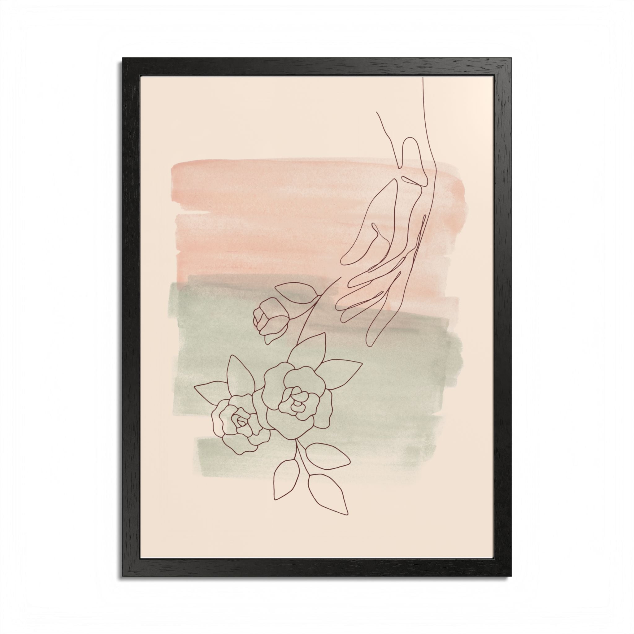 Hand Reaching for Flowers Framed Poster