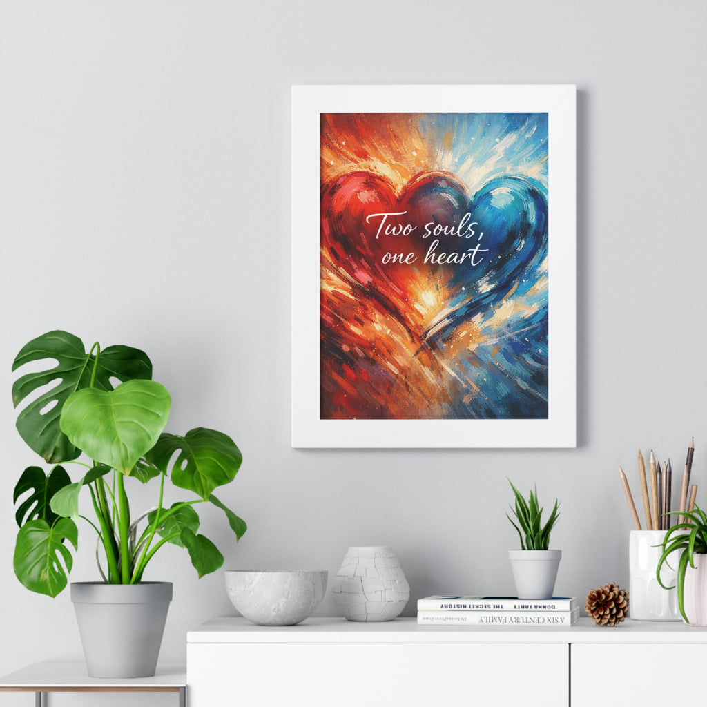 Two Souls One Heart Romantic Art Framed Poster