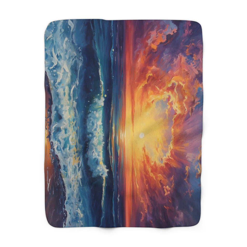 Sunset Ocean Cozy Nautical Sherpa Fleece Throw Blanket