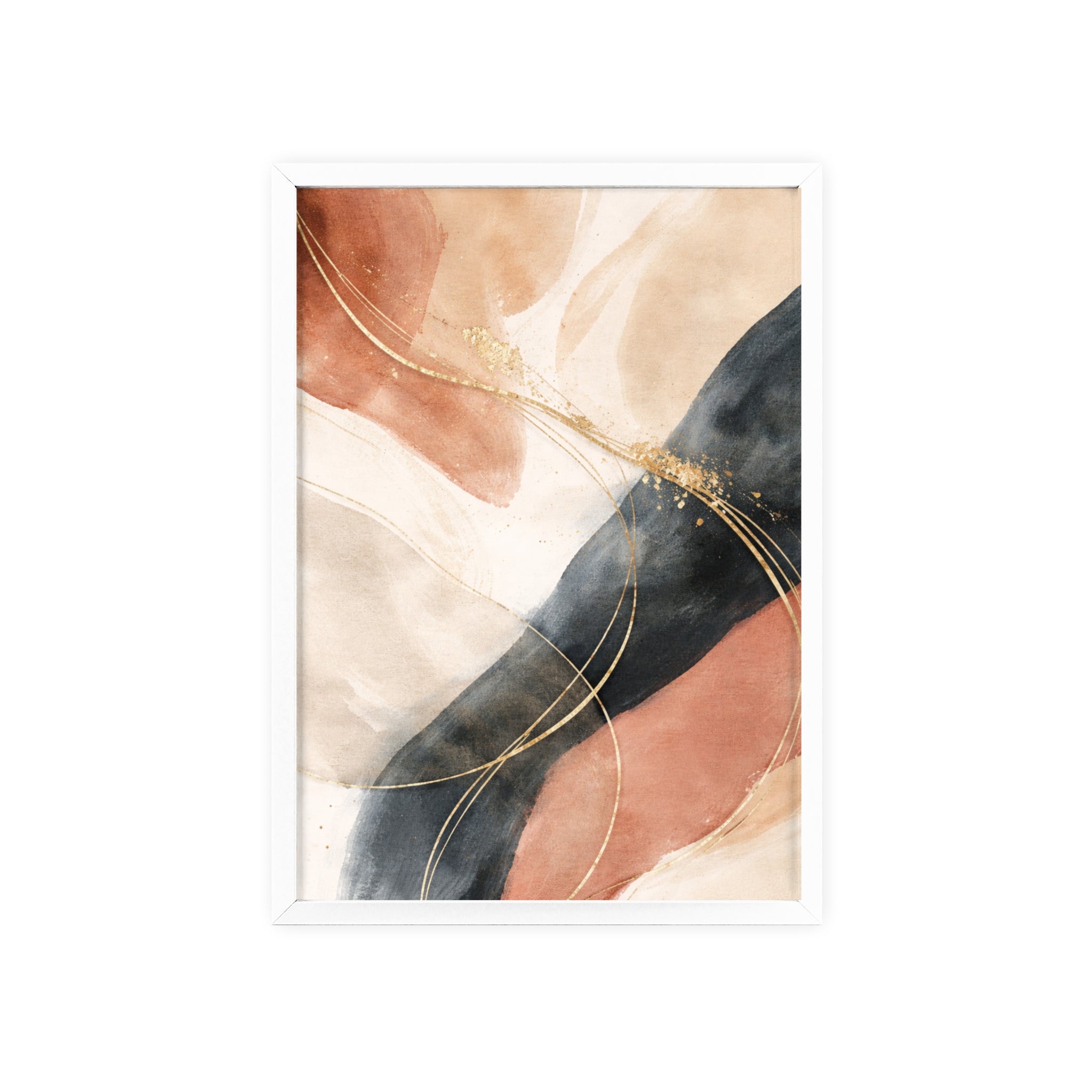 Abstract Gold Arc Framed Poster Modern Watercolor Wall Art