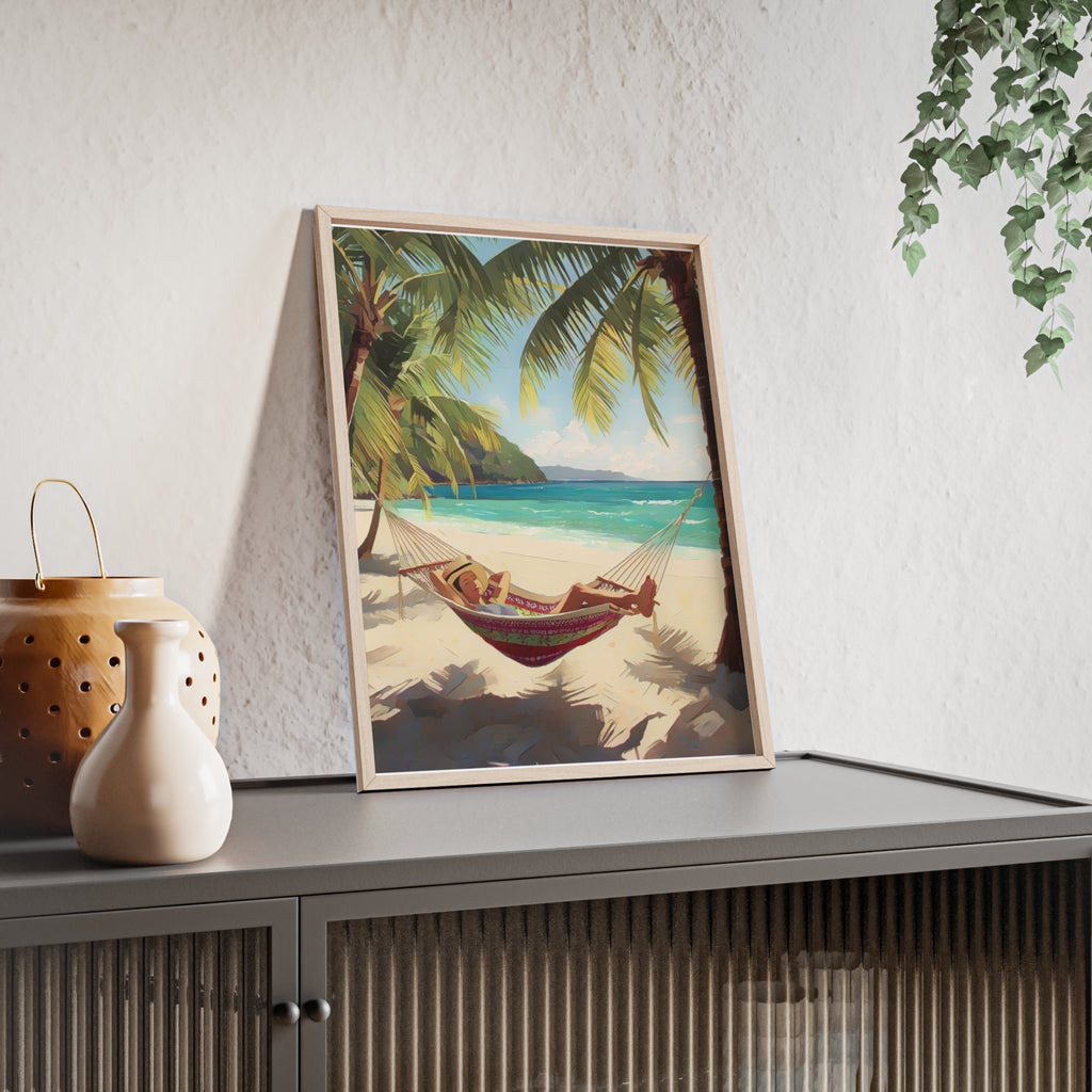 Tropical Beach Hammock Framed Poster
