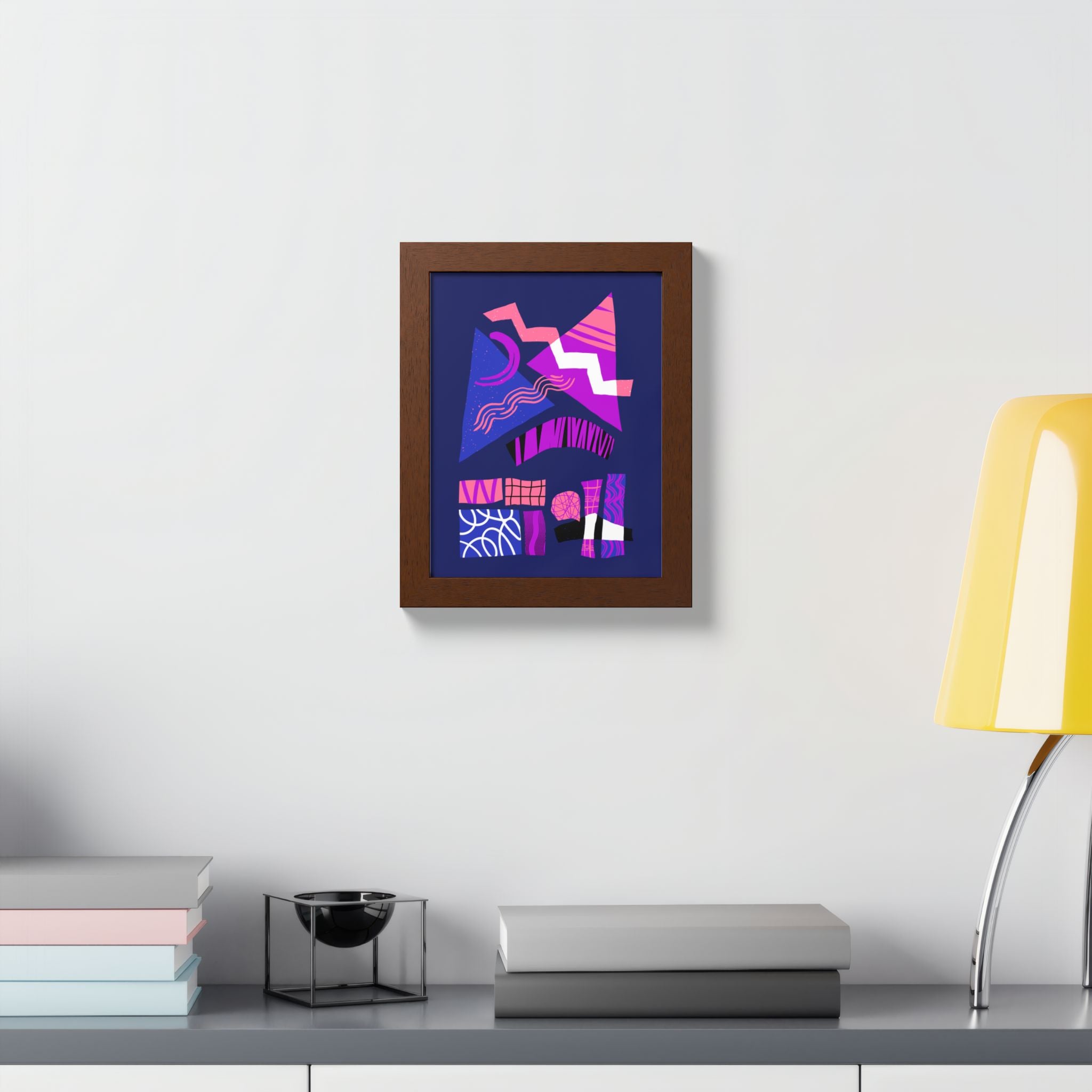 Abstract Geometric Framed Poster — Pink & Purple Modern Wall Art