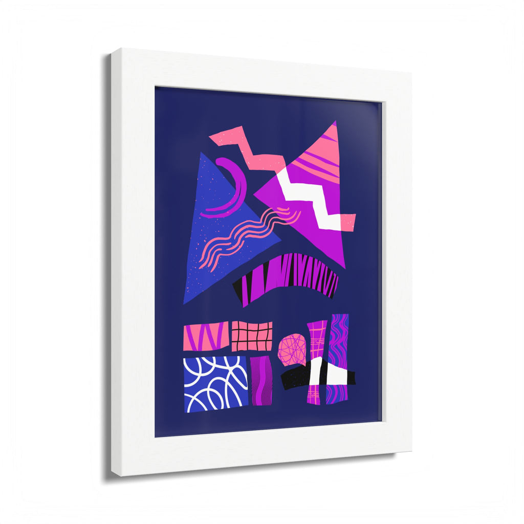 Abstract Geometric Framed Poster — Pink & Purple Modern Wall Art
