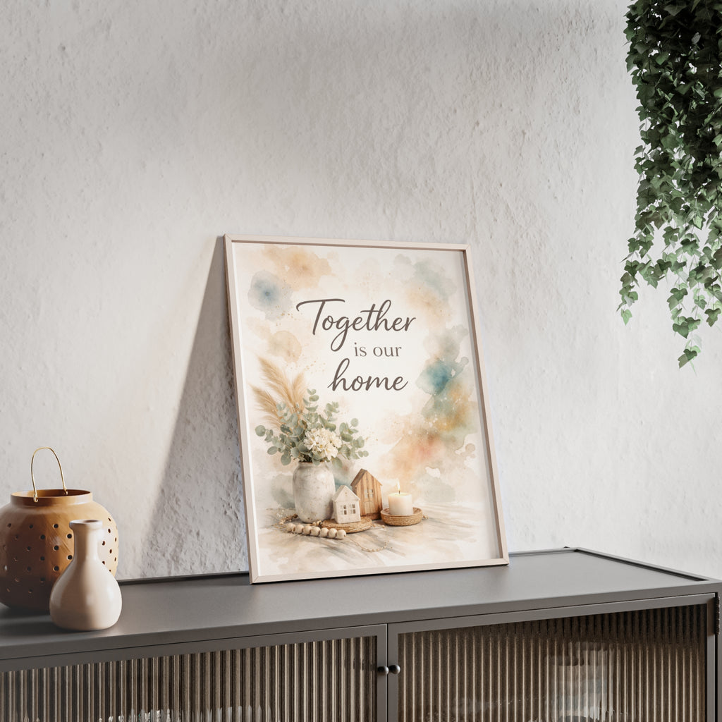 Together Is Our Home Framed Poster Cozy Watercolor Floral Wall Art