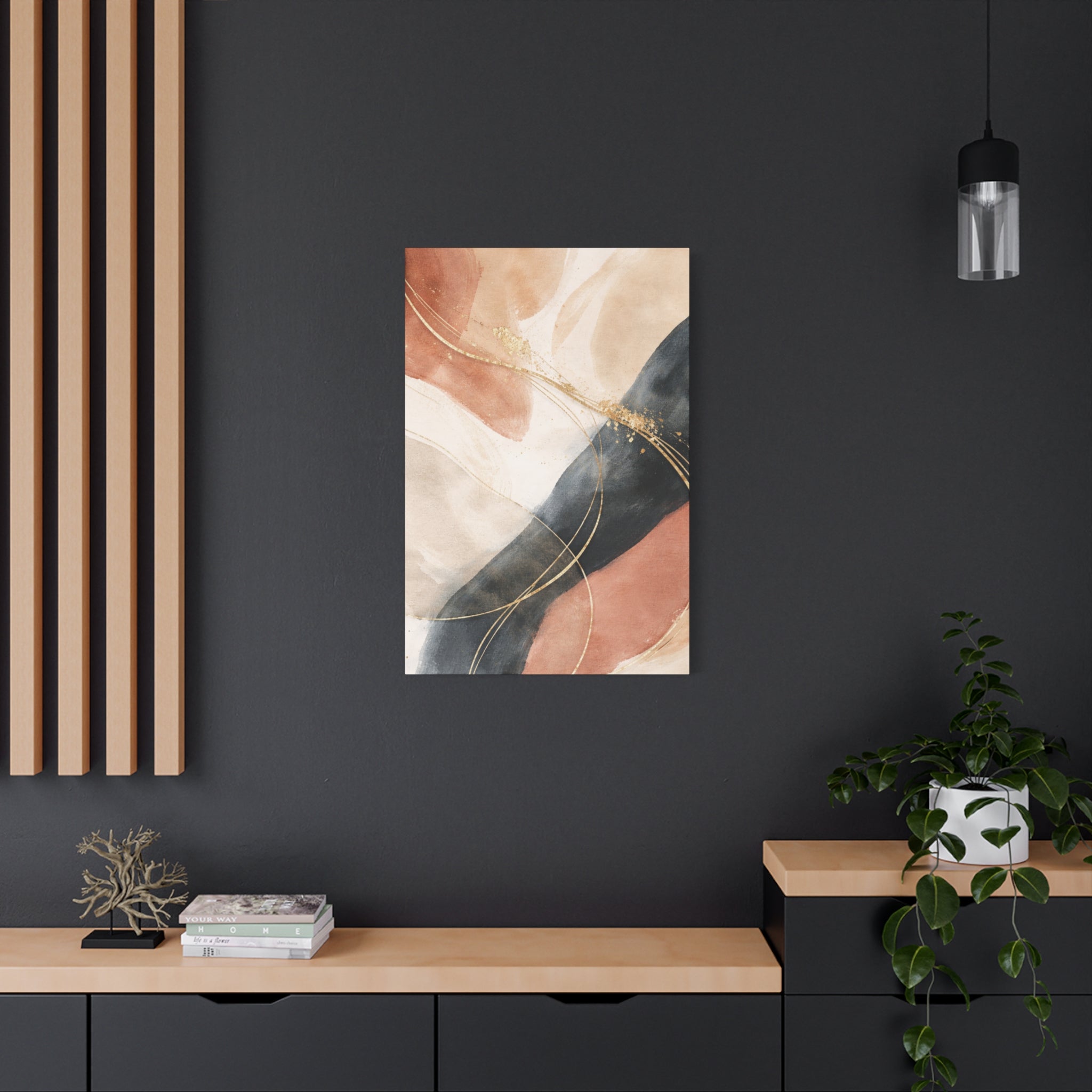 Abstract Blush & Gold Matte Canvas Print