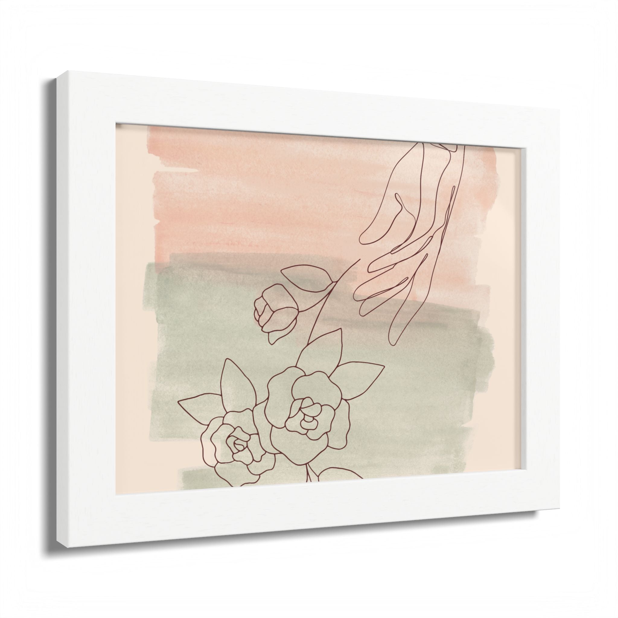 Hand Reaching for Flowers Framed Poster