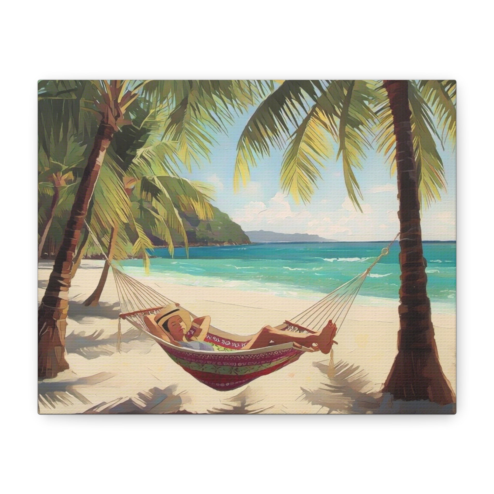 Tropical Beach Hammock Canvas Wall Art