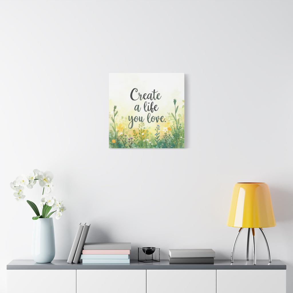 Create a Life You Love Inspirational Floral Matte Canvas Wall Art