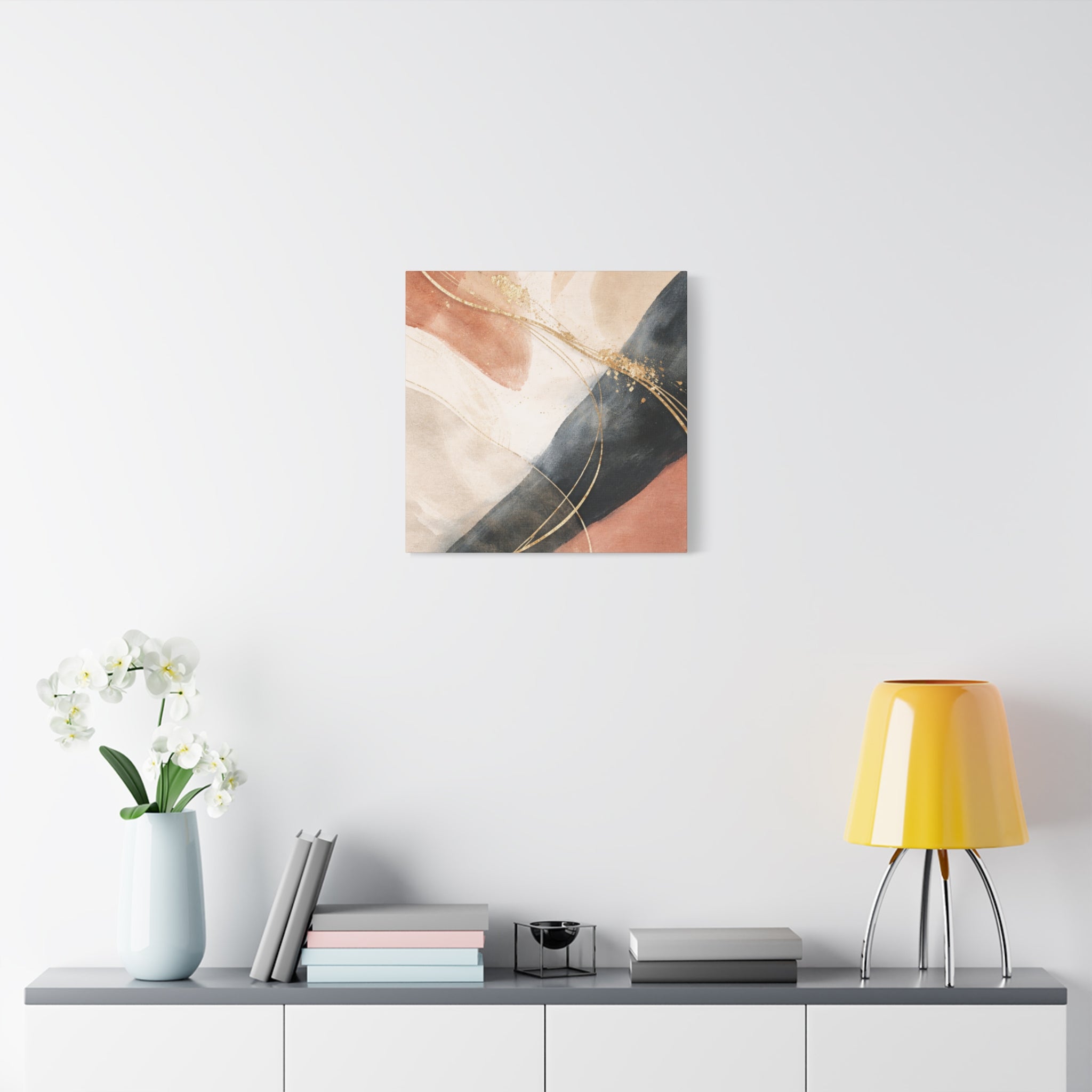 Abstract Blush & Gold Matte Canvas Print