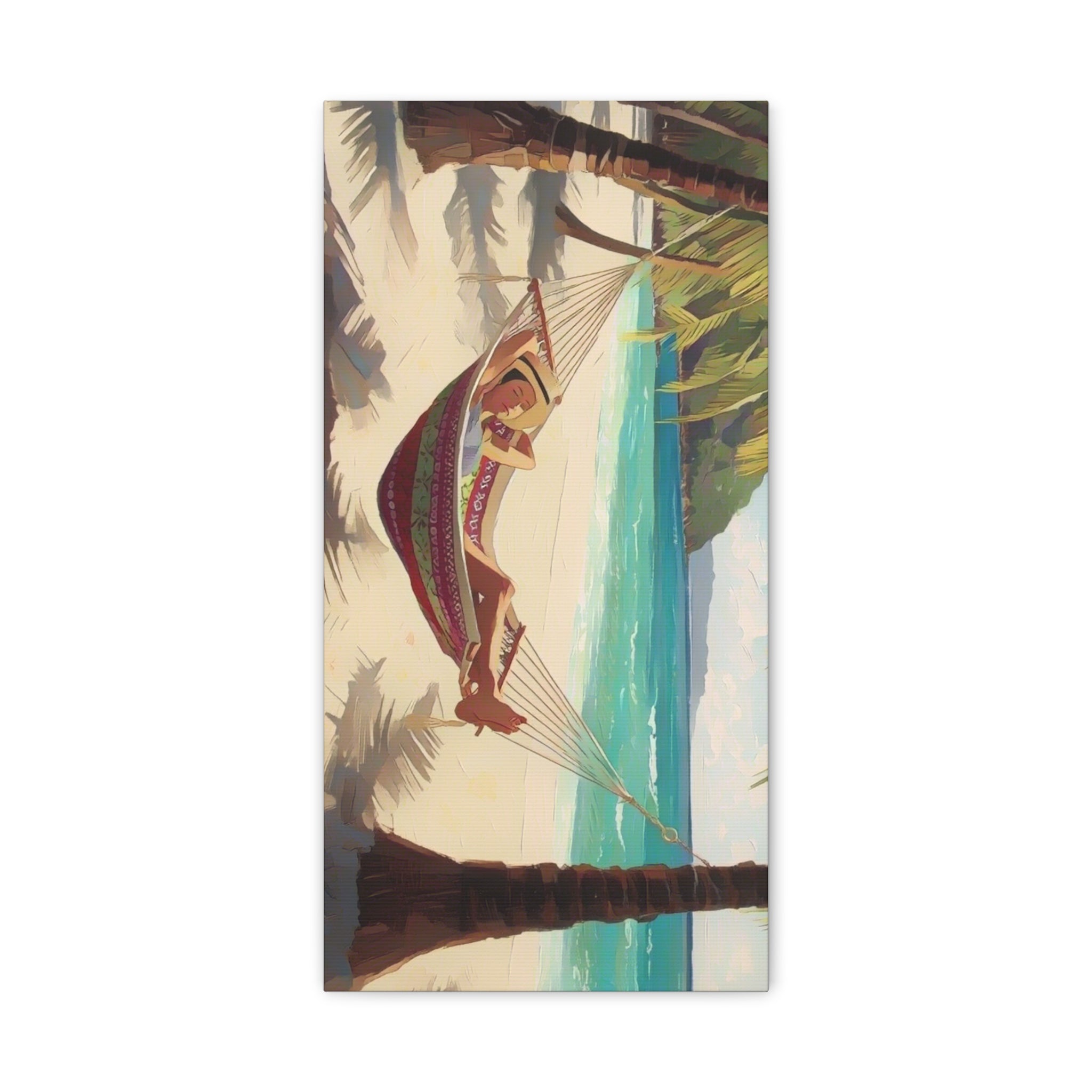 Tropical Beach Hammock Canvas Wall Art