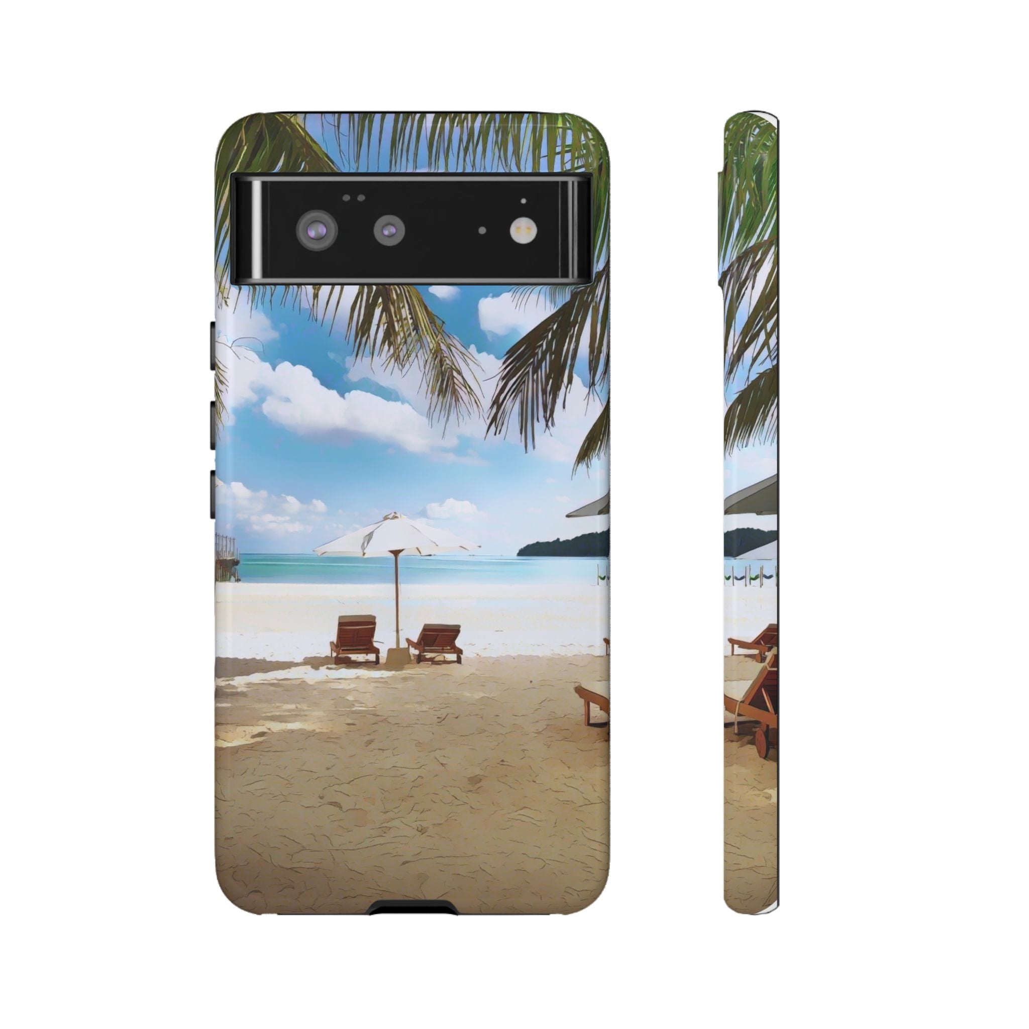 Beach Paradise Tropical Palm Beach Scene Tough Phone Case