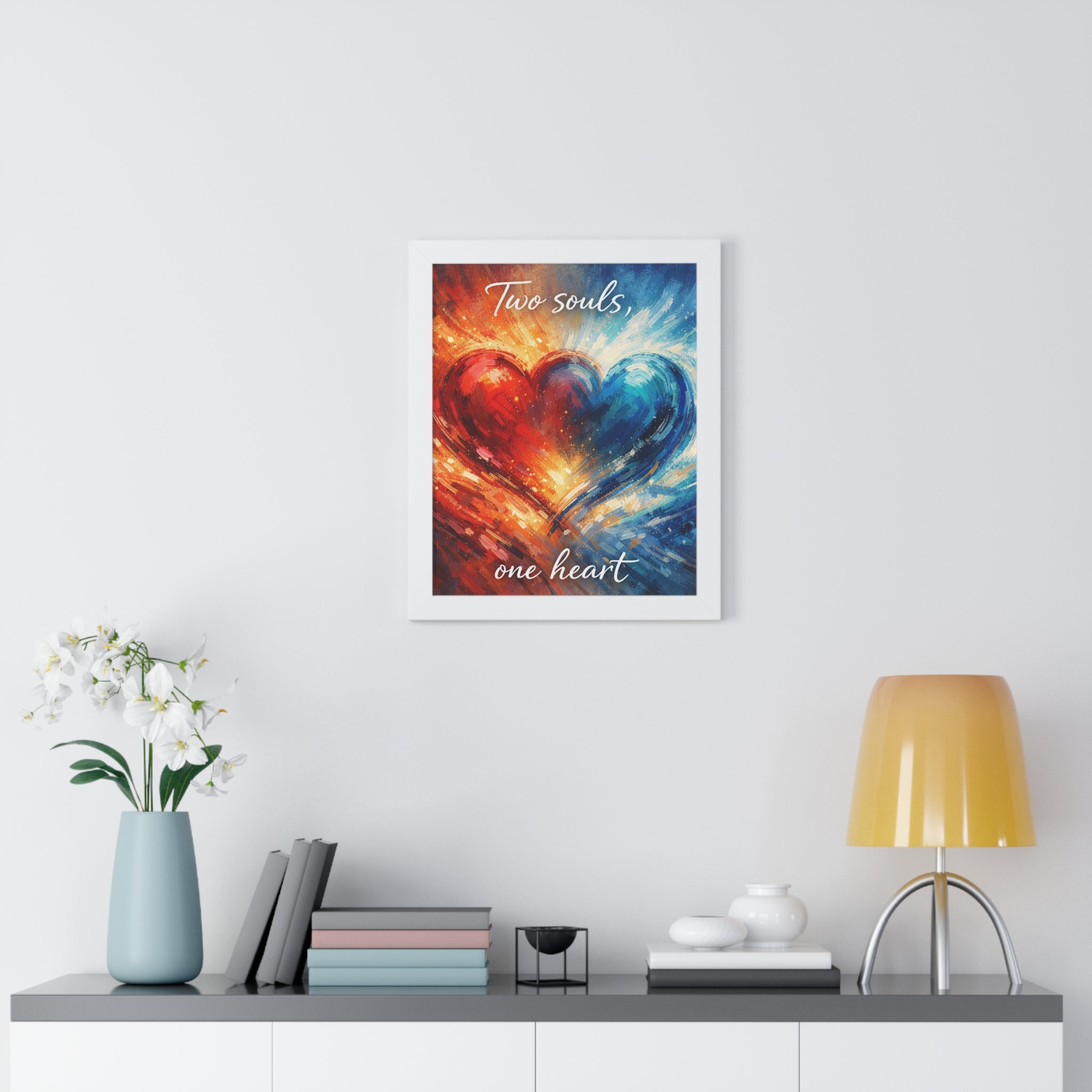 Two Souls One Heart Romantic Framed Poster