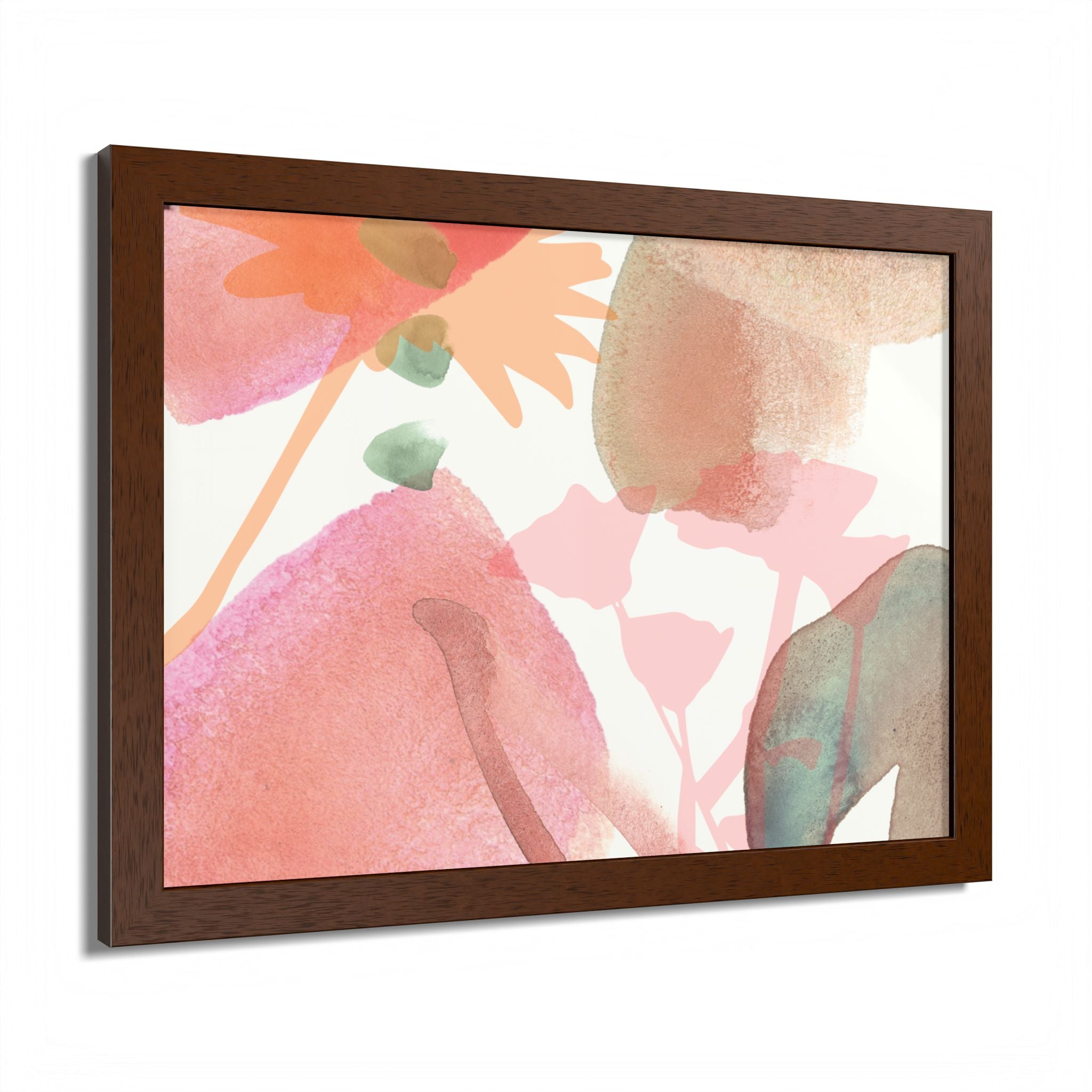 Multi-Color Abstract & Floral Design Framed Poster