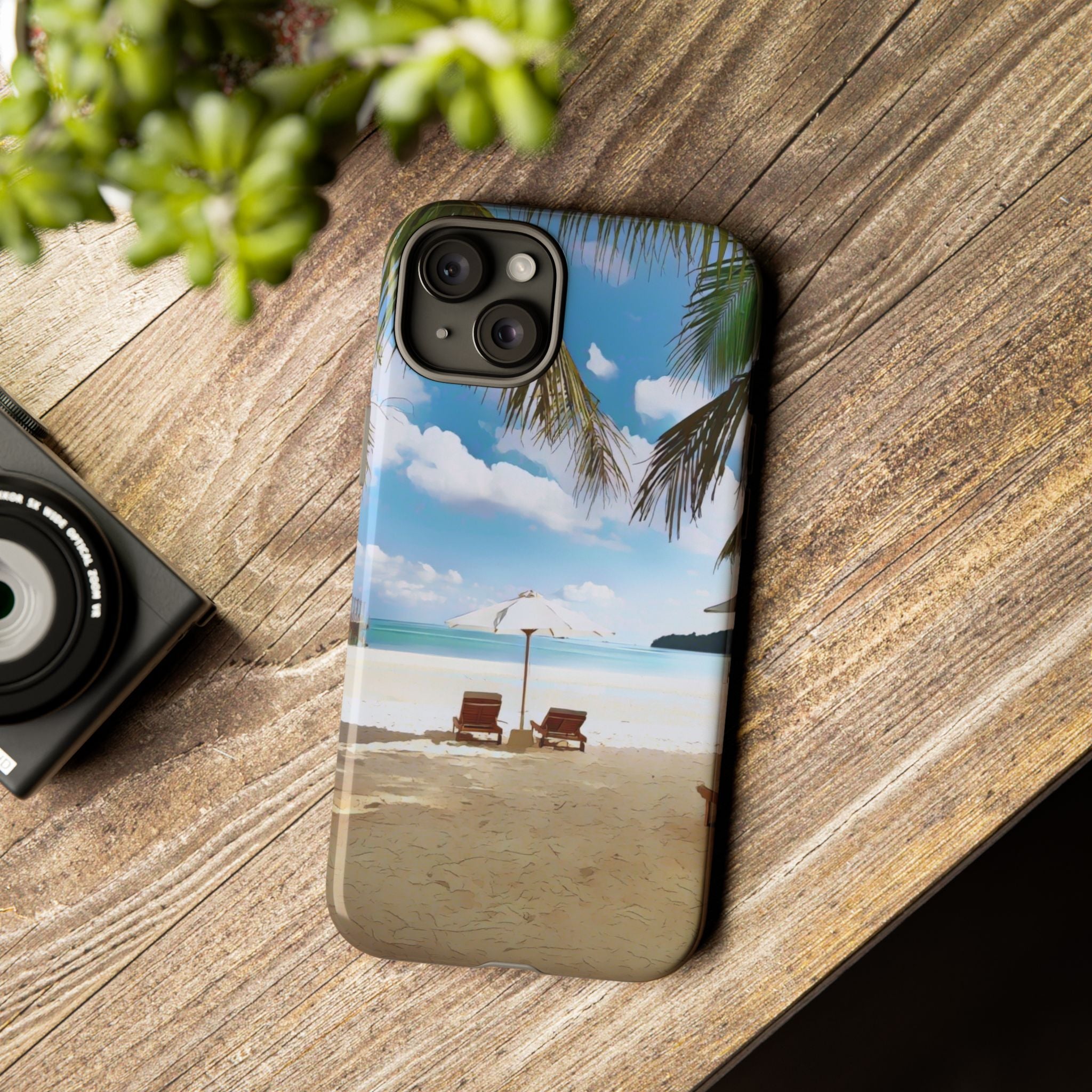 Beach Paradise Tropical Palm Beach Scene Tough Phone Case