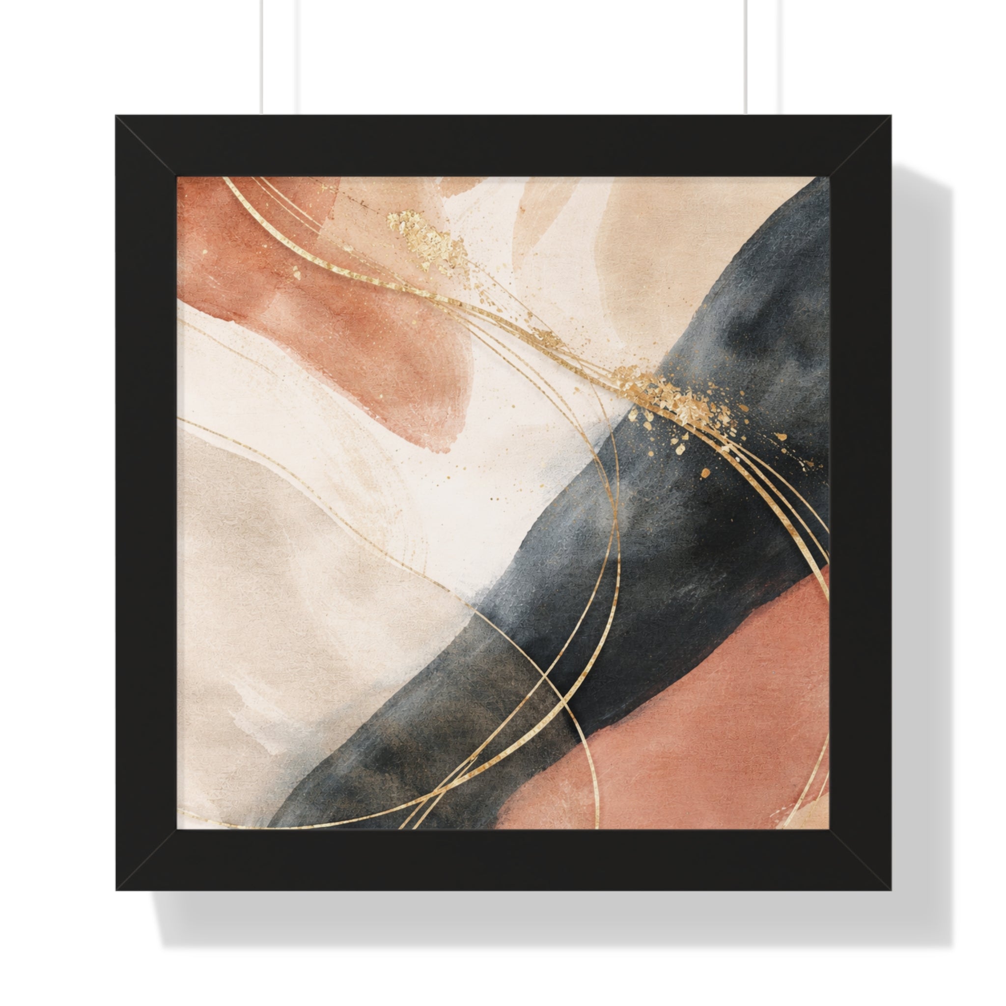 Modern Abstract Earth Tone Wall Art Poster with Gold Accents
